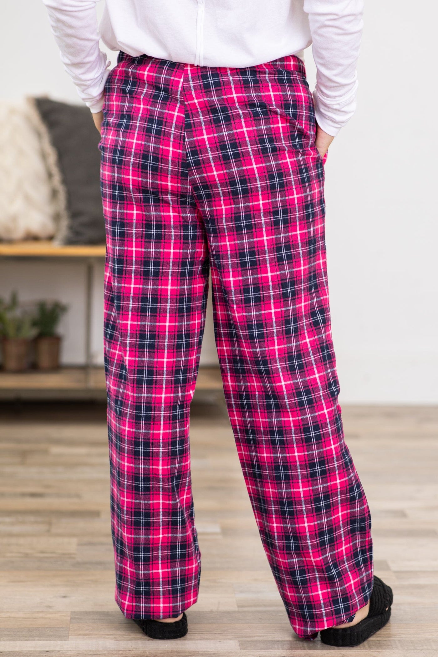 Flair and Lounge Plaid Pants Navy Hot · Filly Pink