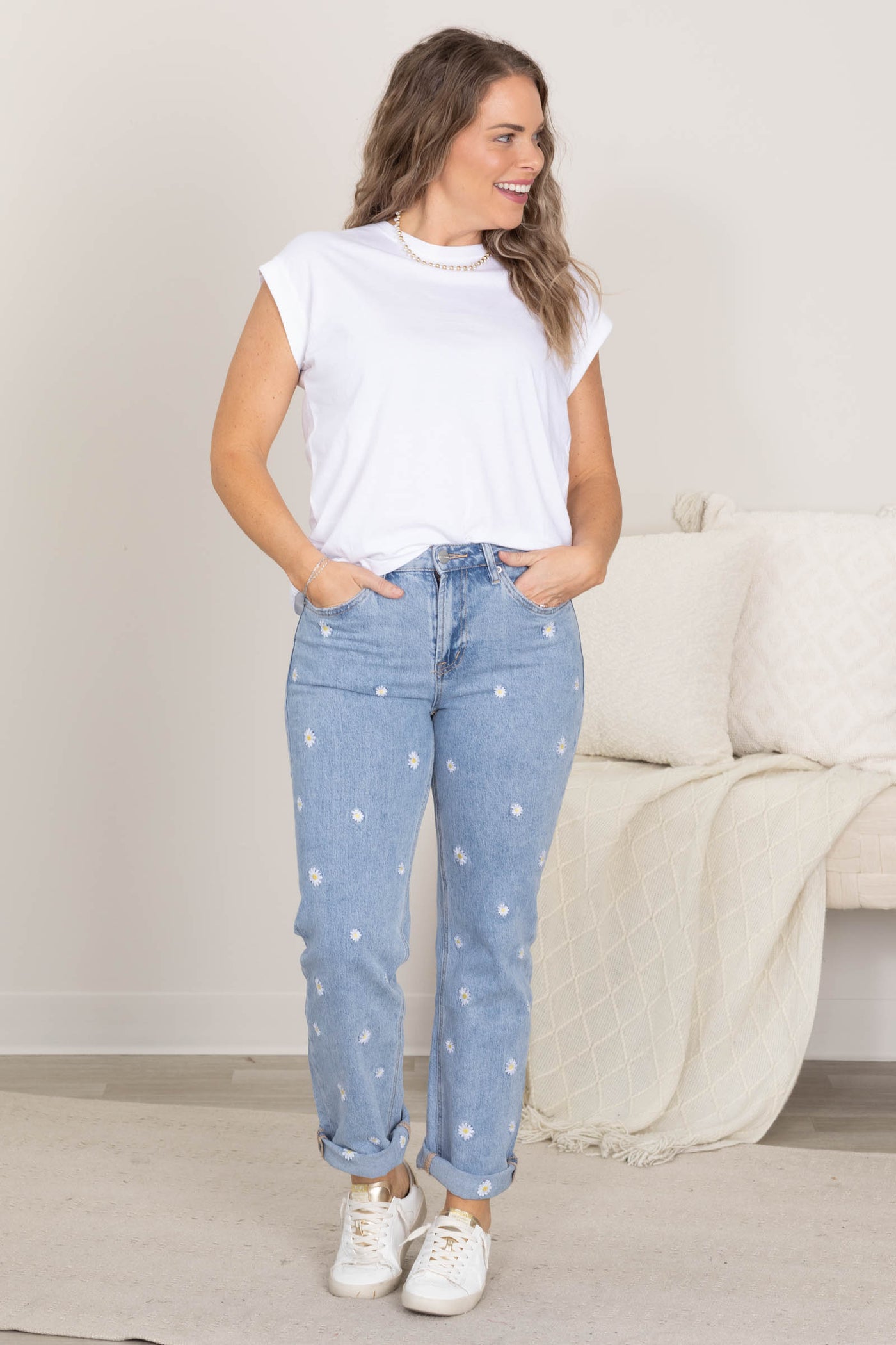 Cuffed Short Sleeve Round Neck Tee