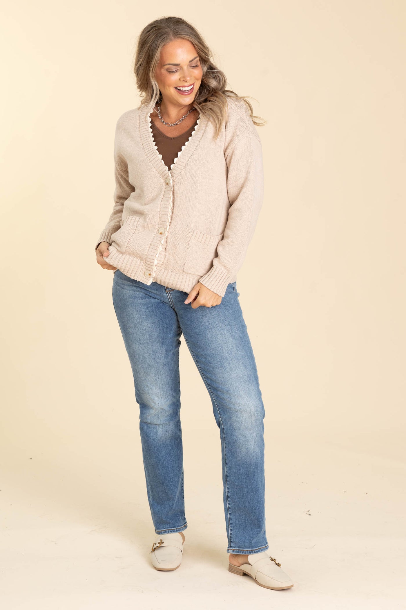 Dusty Blush Cotton Blend With Scallop Detail