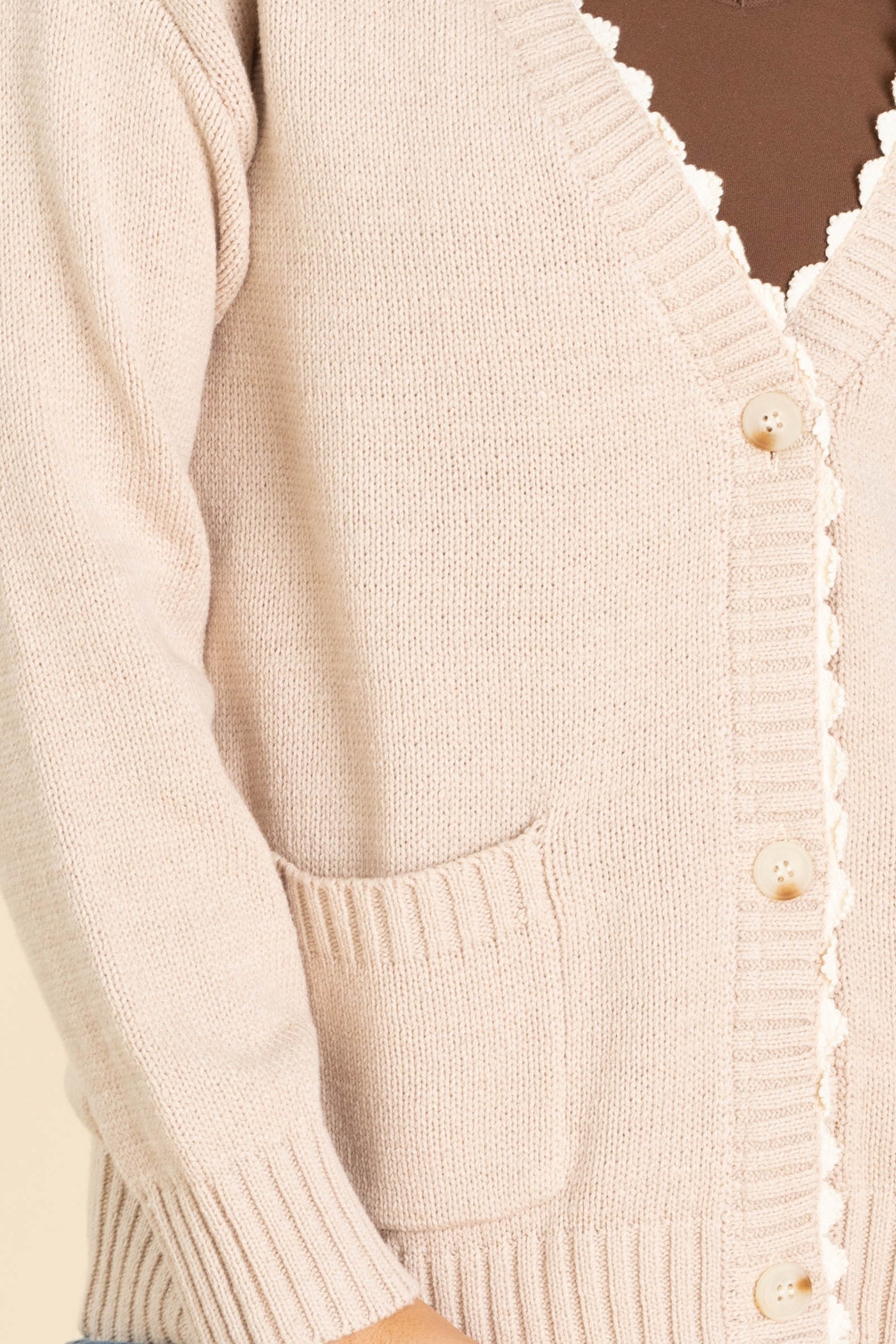 Dusty Blush Cotton Blend With Scallop Detail