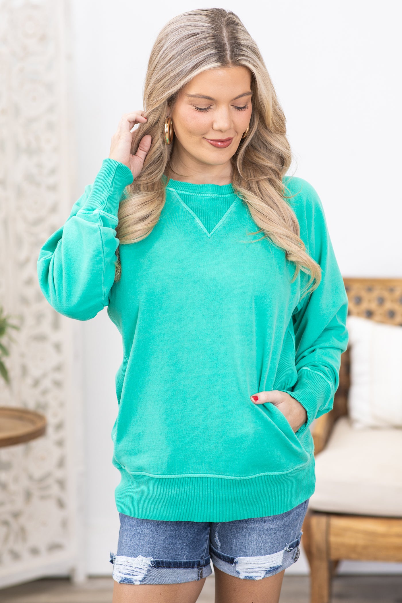 Jade Pigment Dyed Sweatshirt · Filly Flair
