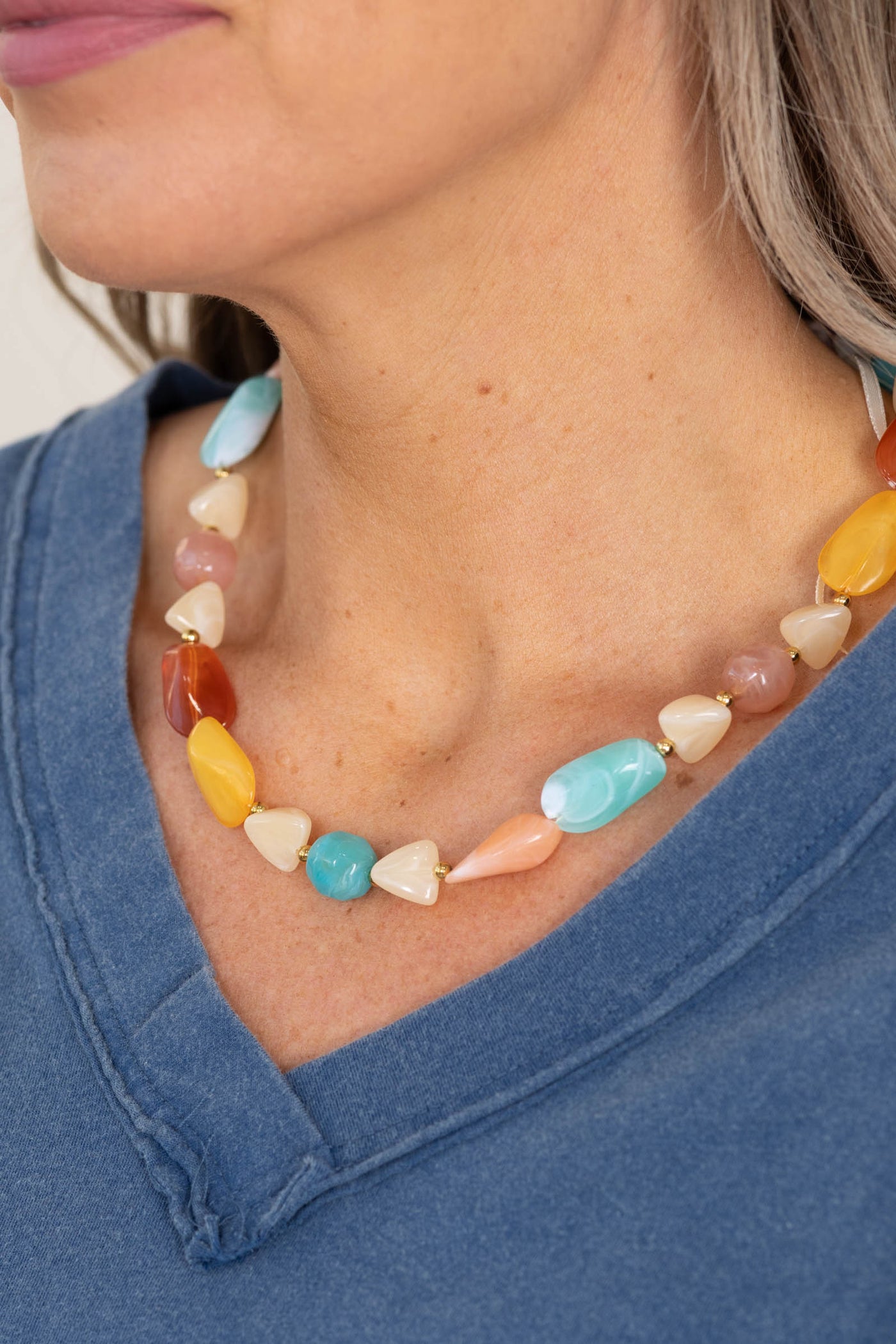 Multicolor Marble Resin Necklace