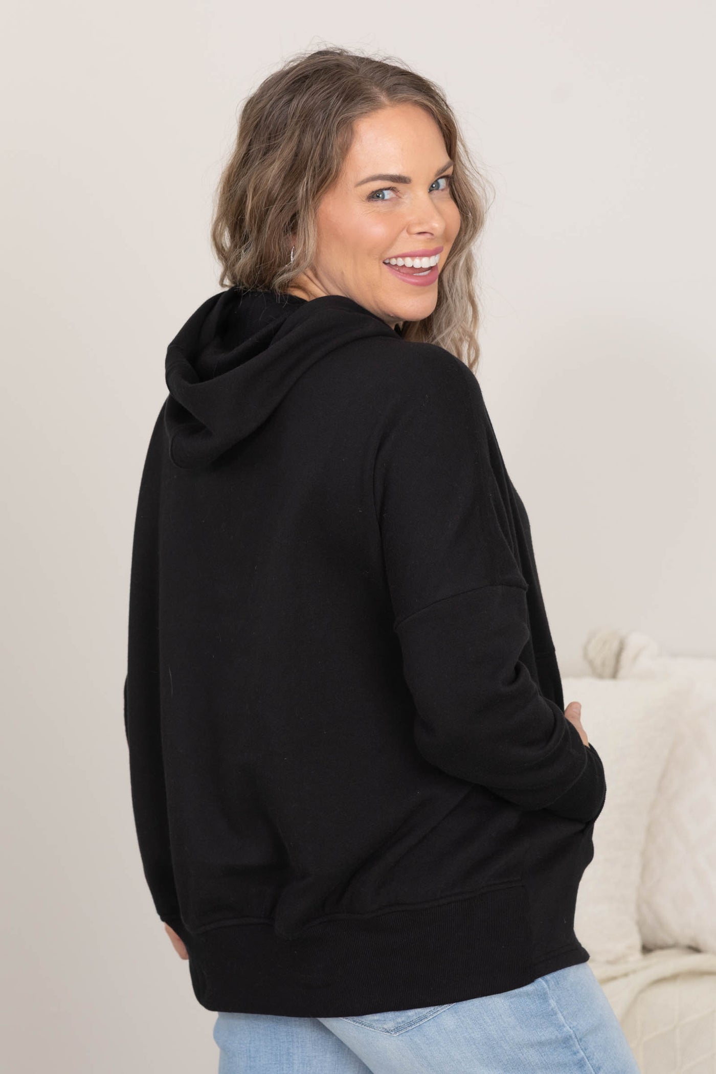 Fleece Half Snap Button Hooded Sweatshirts