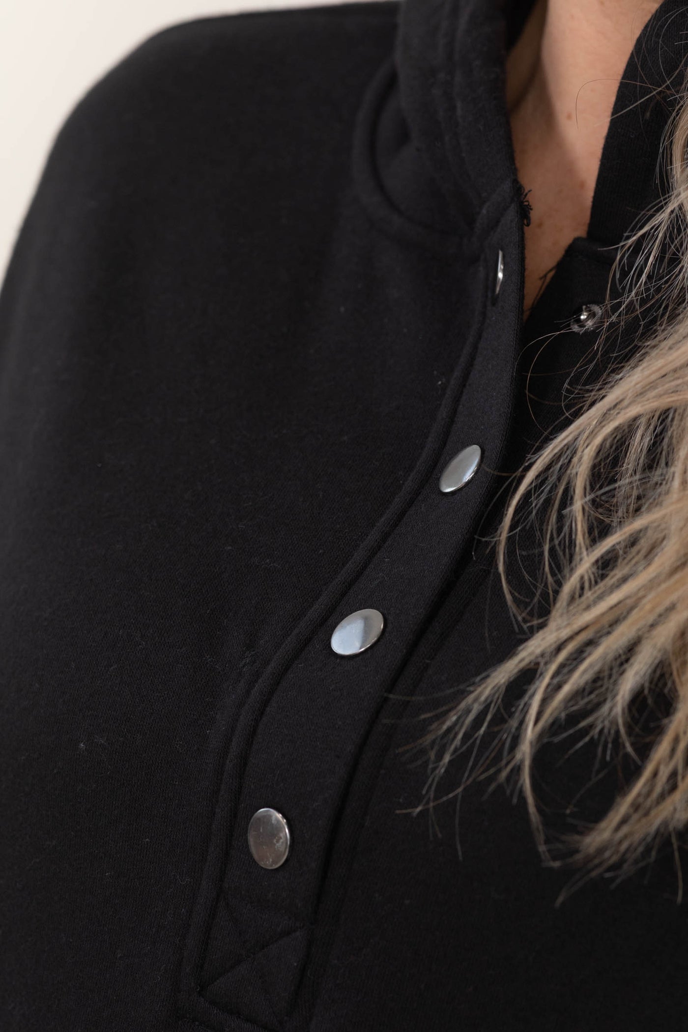 Fleece Half Snap Button Hooded Sweatshirts