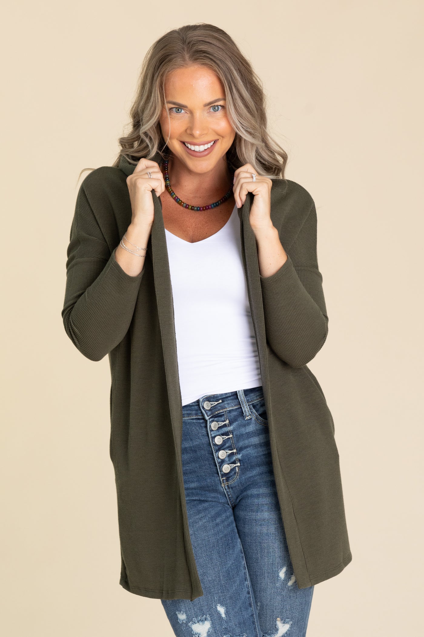 Solid Hoodie Duster Cardigans