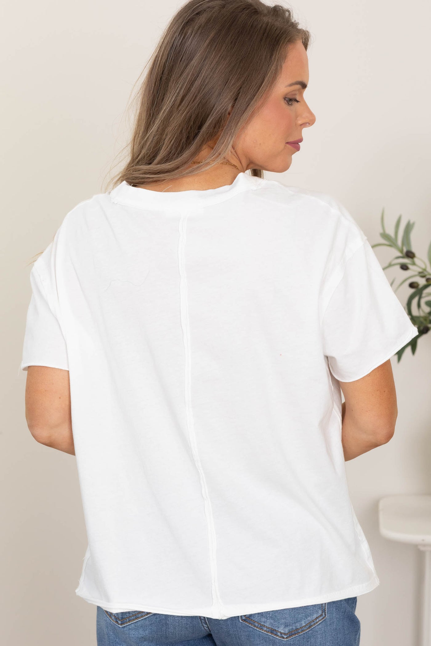 Washed V- Neck Oversized Knit Tee