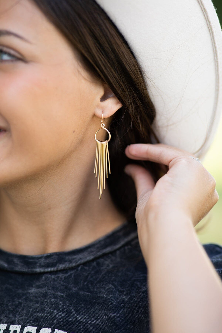 Gold Sunburst Fringe Earrings - Filly Flair