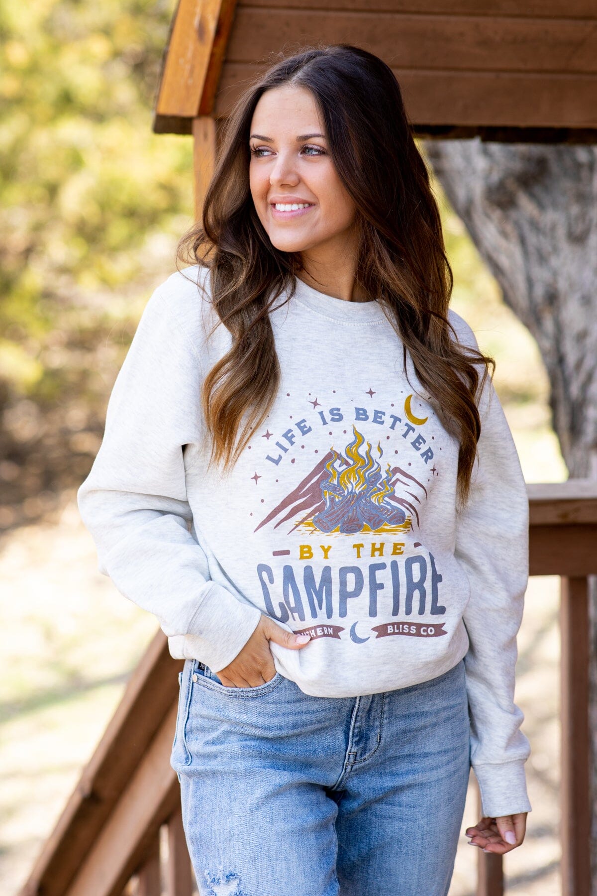 Light Grey Better By The Campfire Graphic Tee - Filly Flair