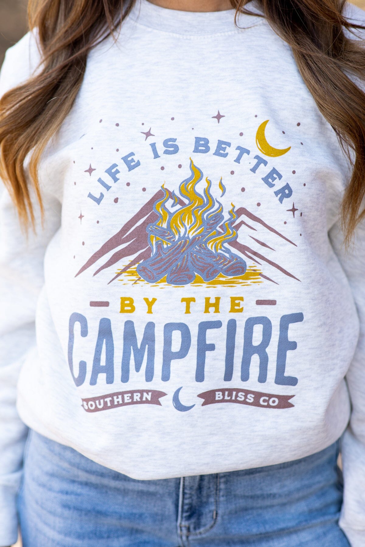 Light Grey Better By The Campfire Graphic Tee - Filly Flair