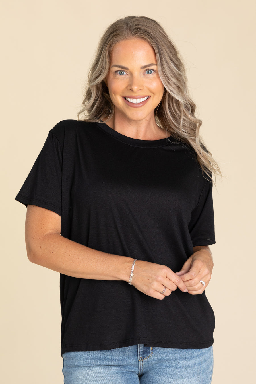 Solid Slub Short Sleeve Loose Knit Tops