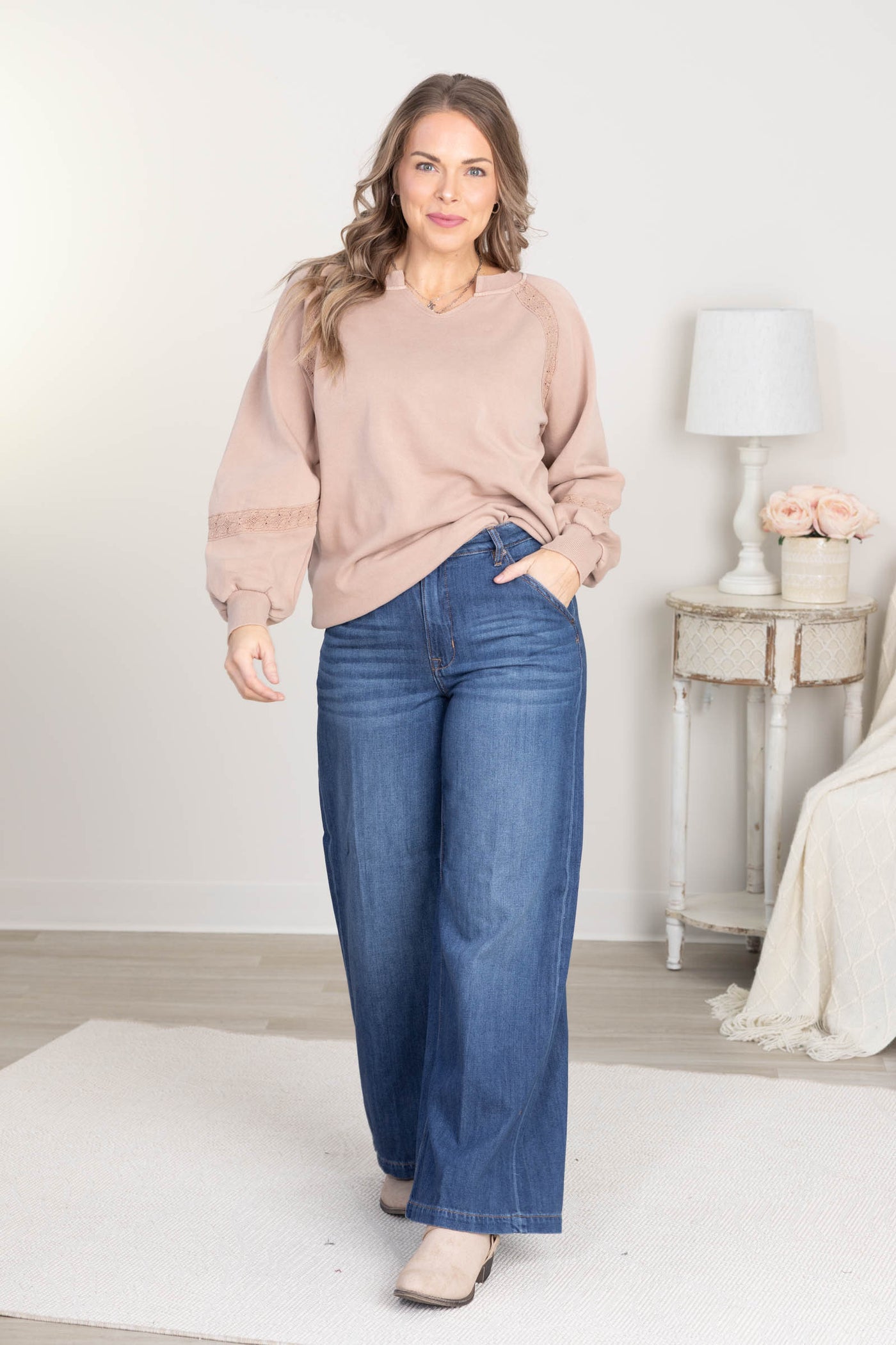 Hidden Nori Dark Wash Wide Leg Trouser Jeans
