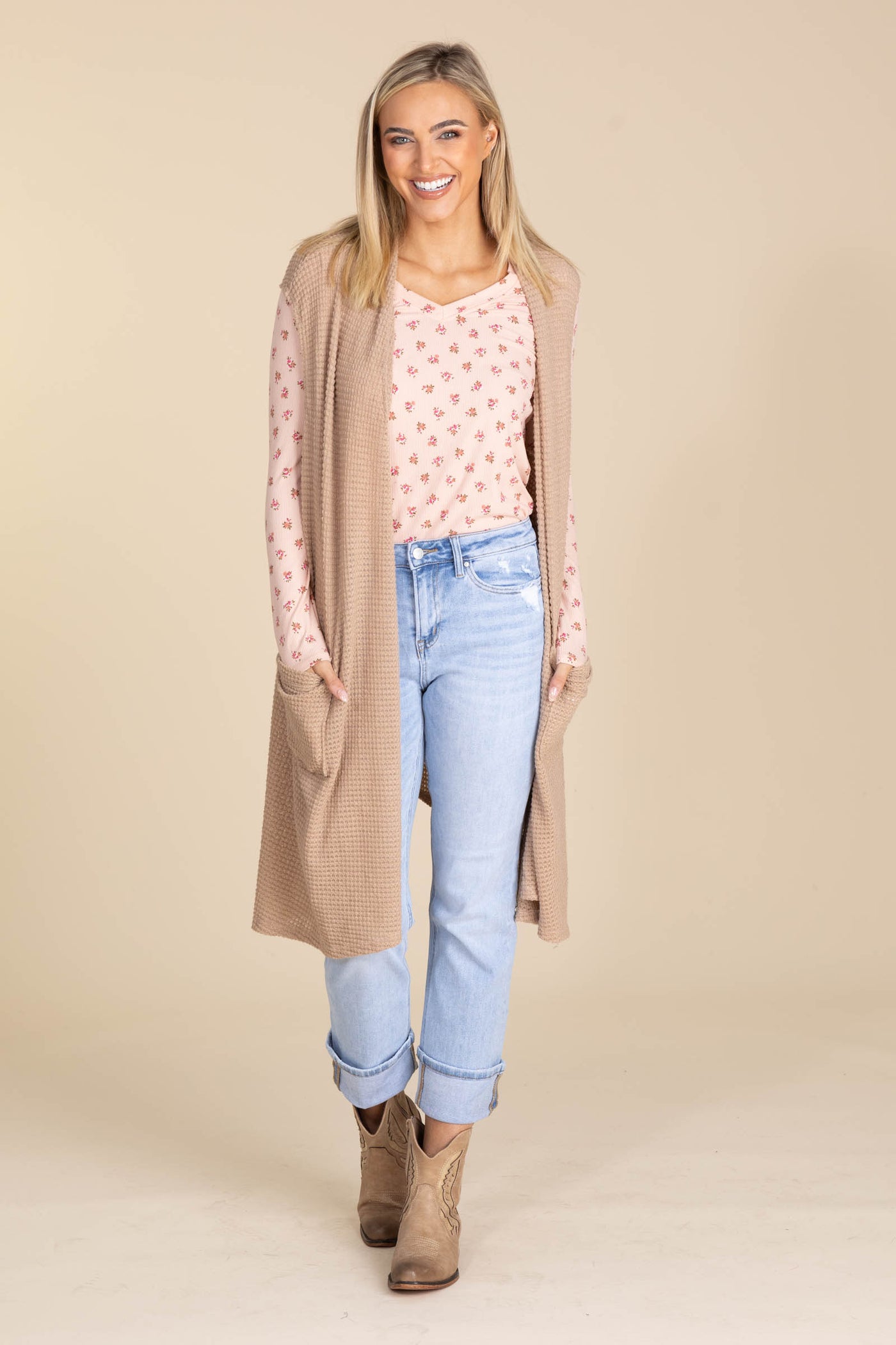 Mica Denim Light Wash Mid Rise Cuffed Jean