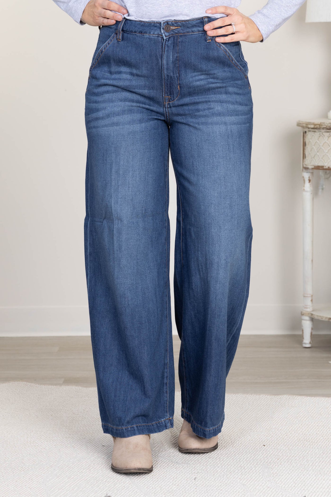 Hidden Nori Dark Wash Wide Leg Trouser Jeans