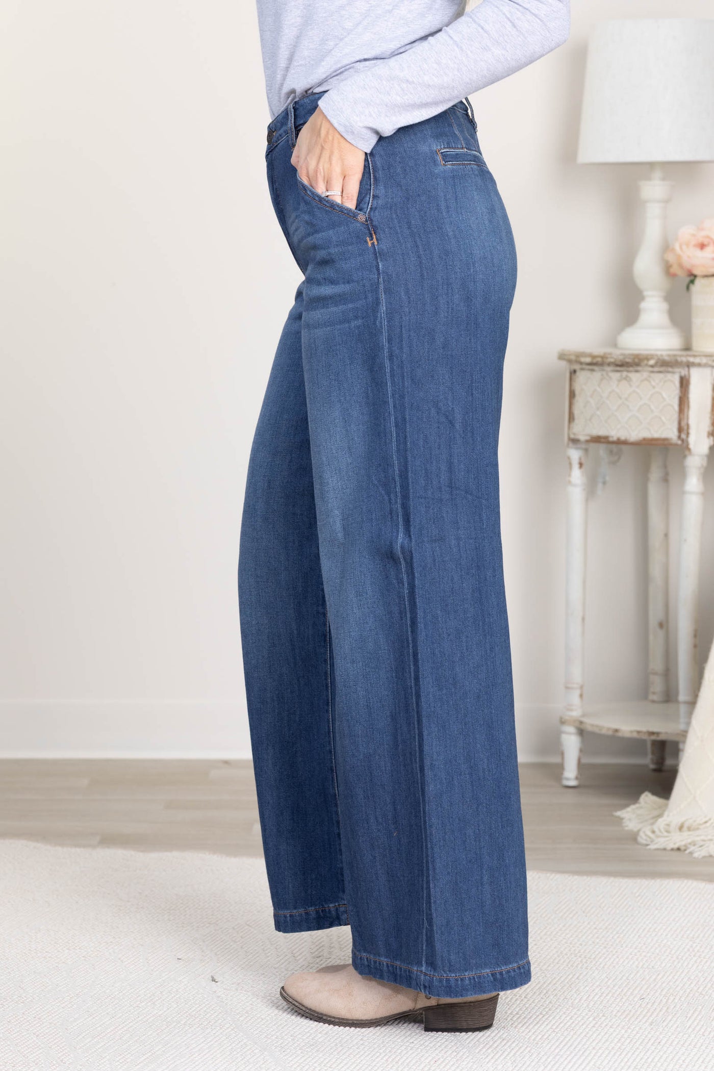 Hidden Nori Dark Wash Wide Leg Trouser Jeans