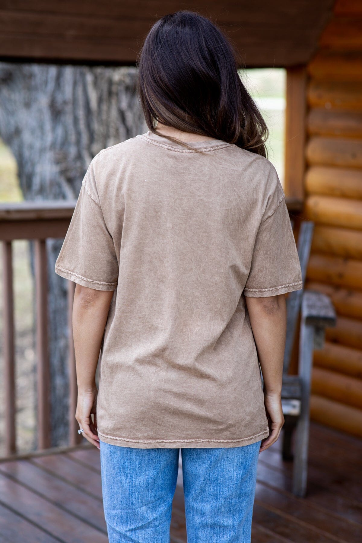 Taupe Washed Campfire Club Graphic Tee - Filly Flair