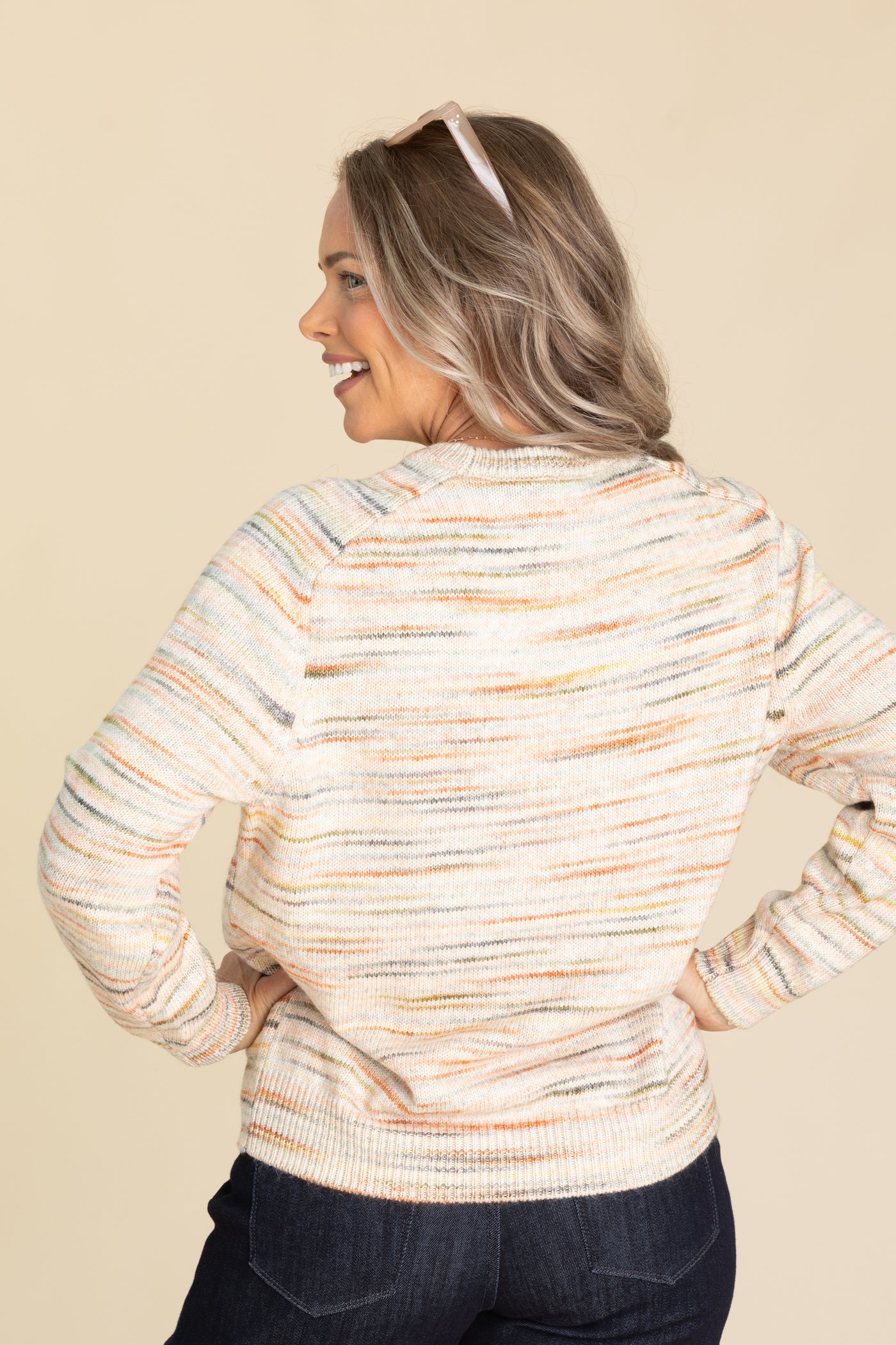 Beige With Multicolor Faded Stripes Sweater