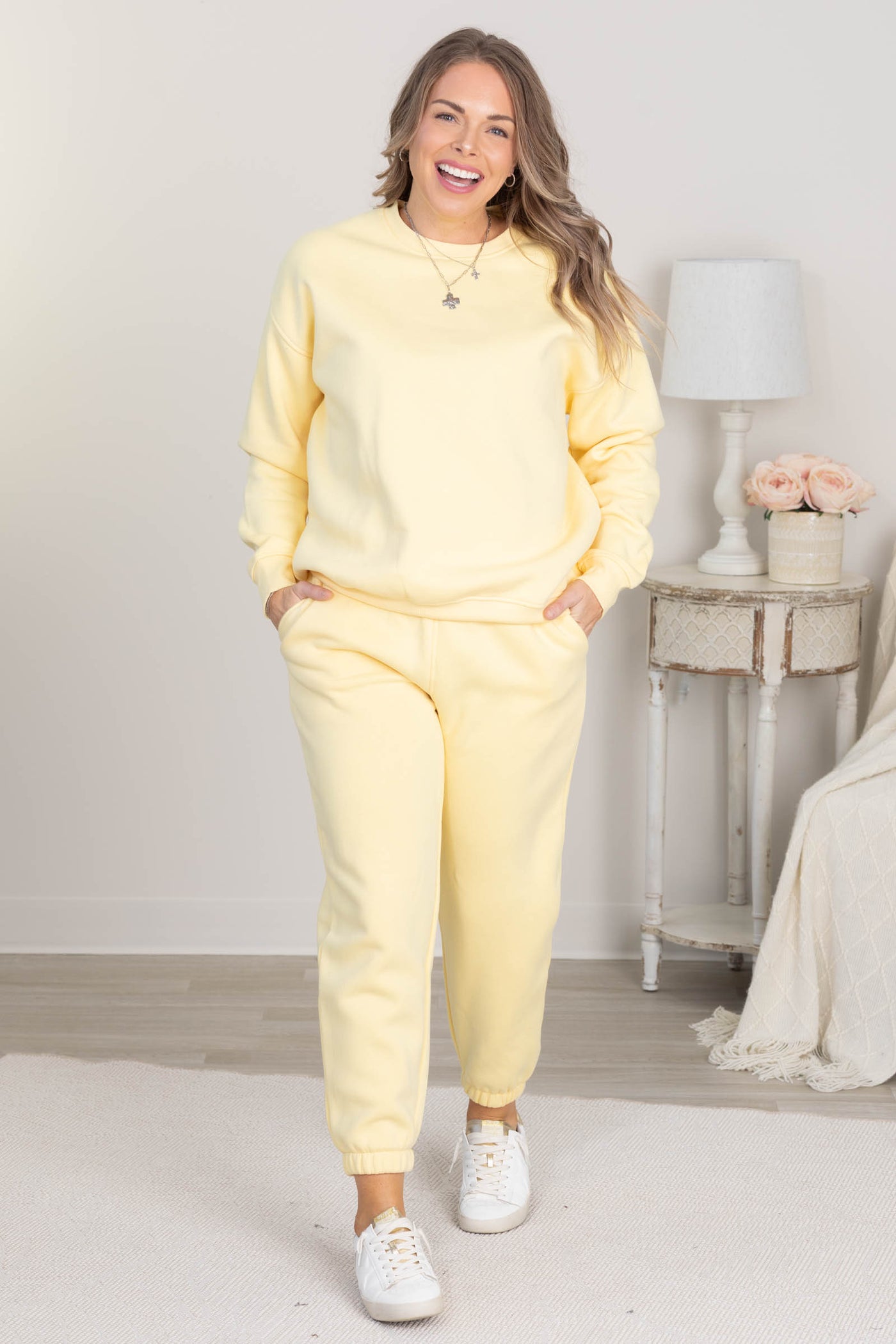 Pastel Yellow Fleece Sweatshirt