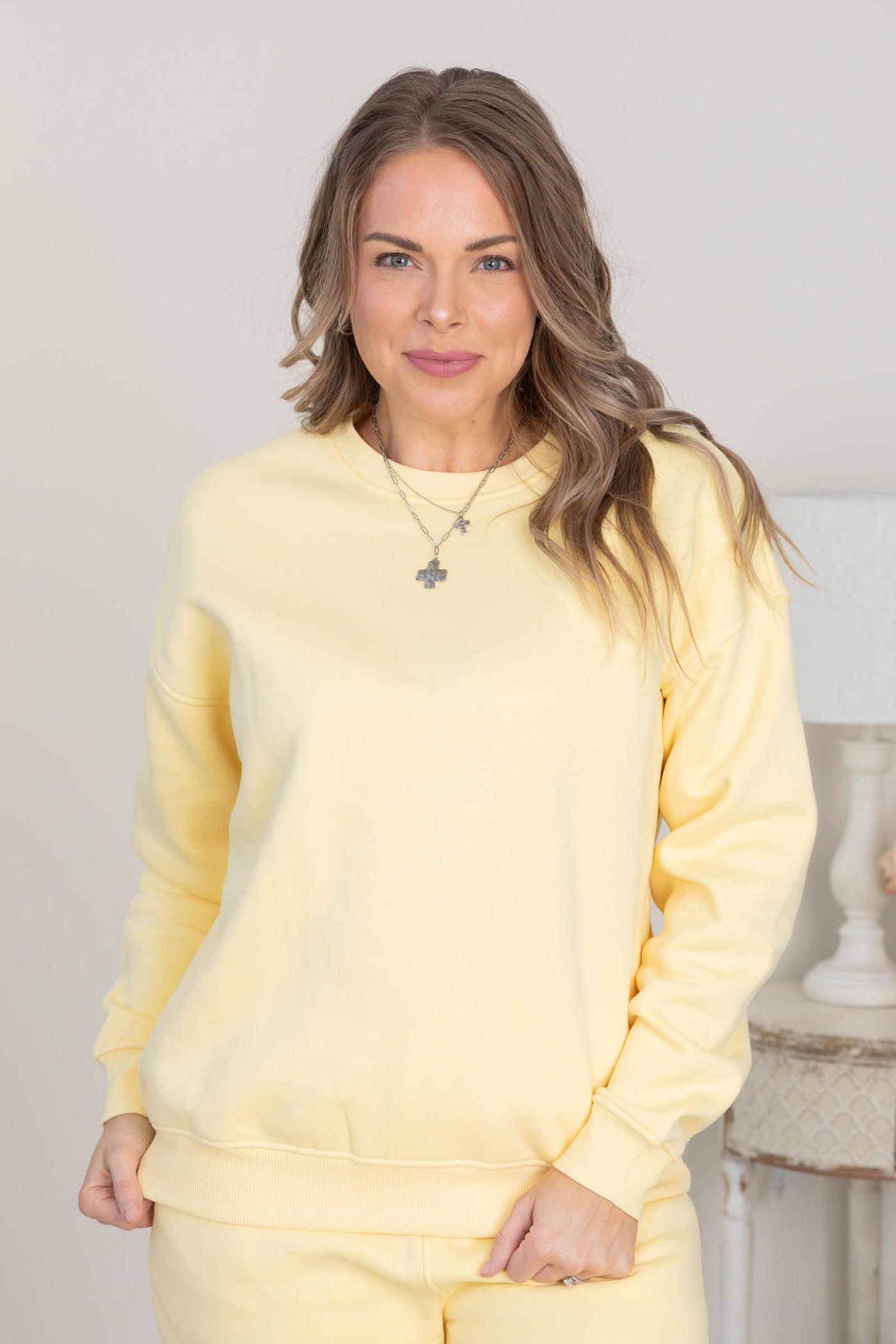 Pastel Yellow Fleece Sweatshirt