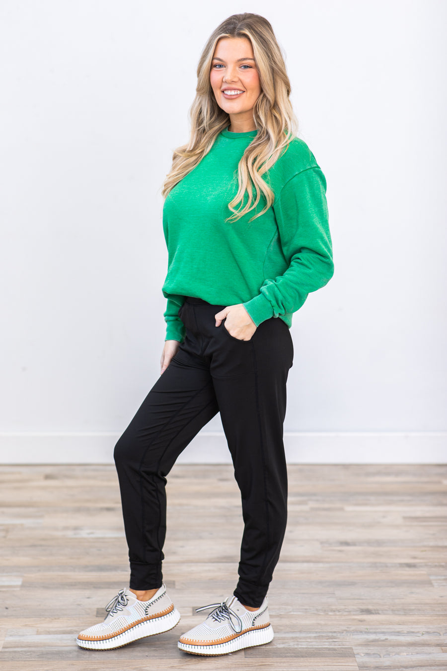 Black Exposed Seam High Waist Joggers