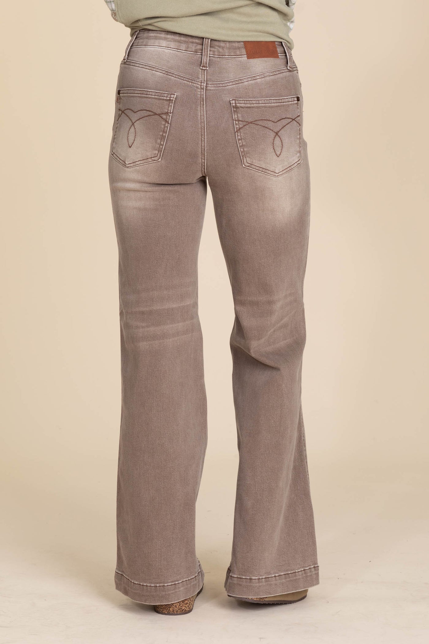 Judy Blue Mocha Dyed Wide Leg Criss Cross Jean