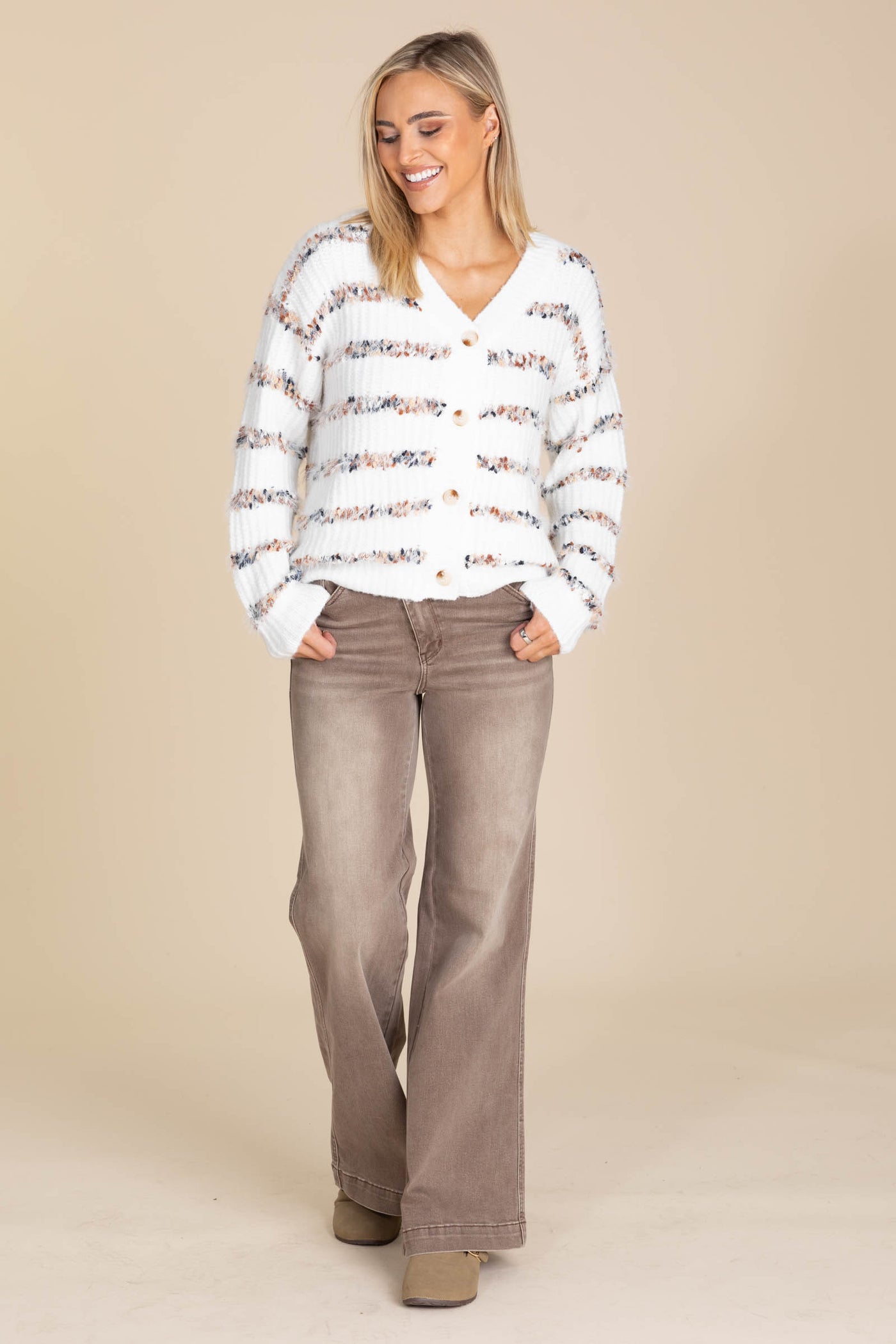 Judy Blue Mocha Dyed Wide Leg Criss Cross Jean