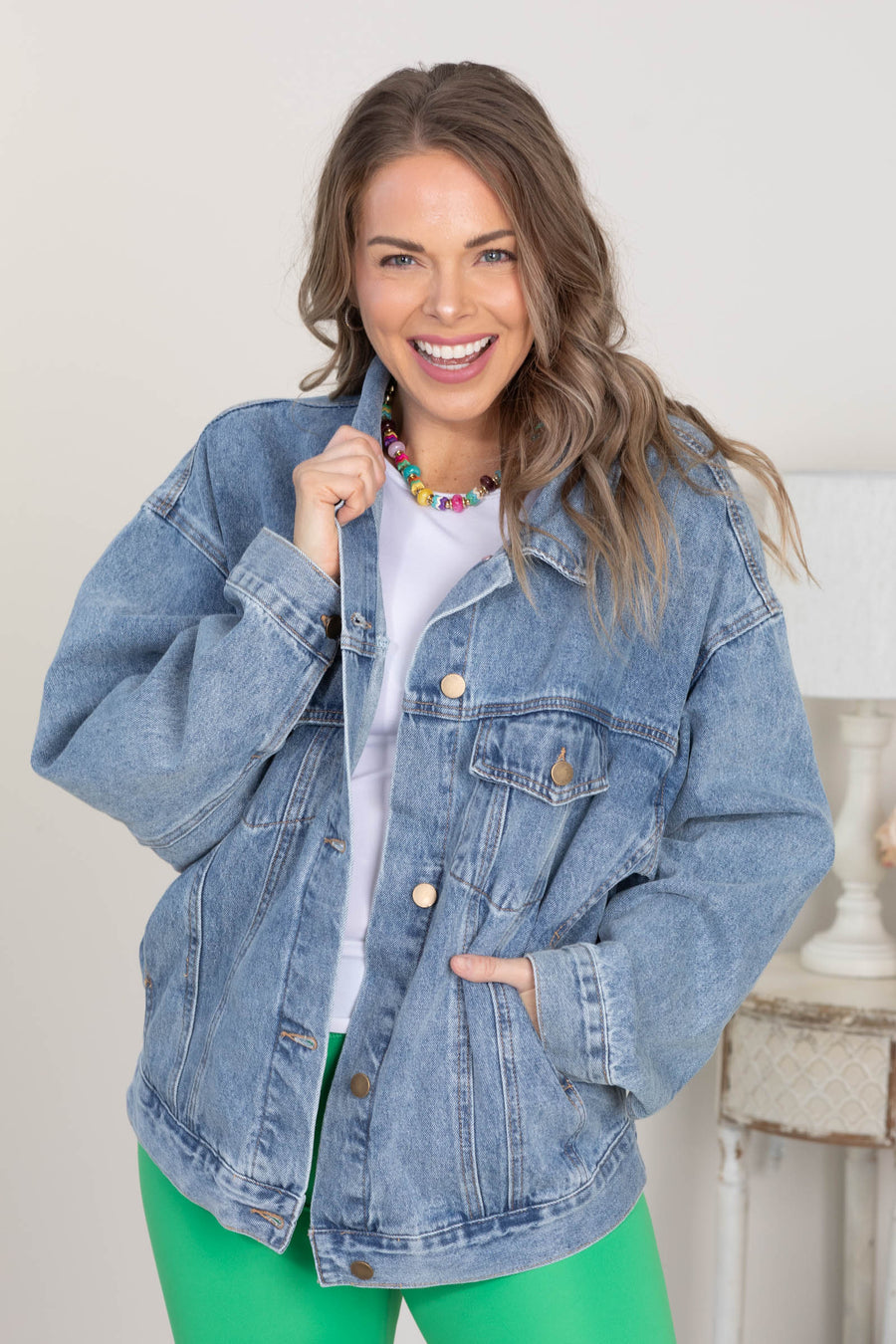 Medium Wash Classic Boyfriend Fit Denim Jacket