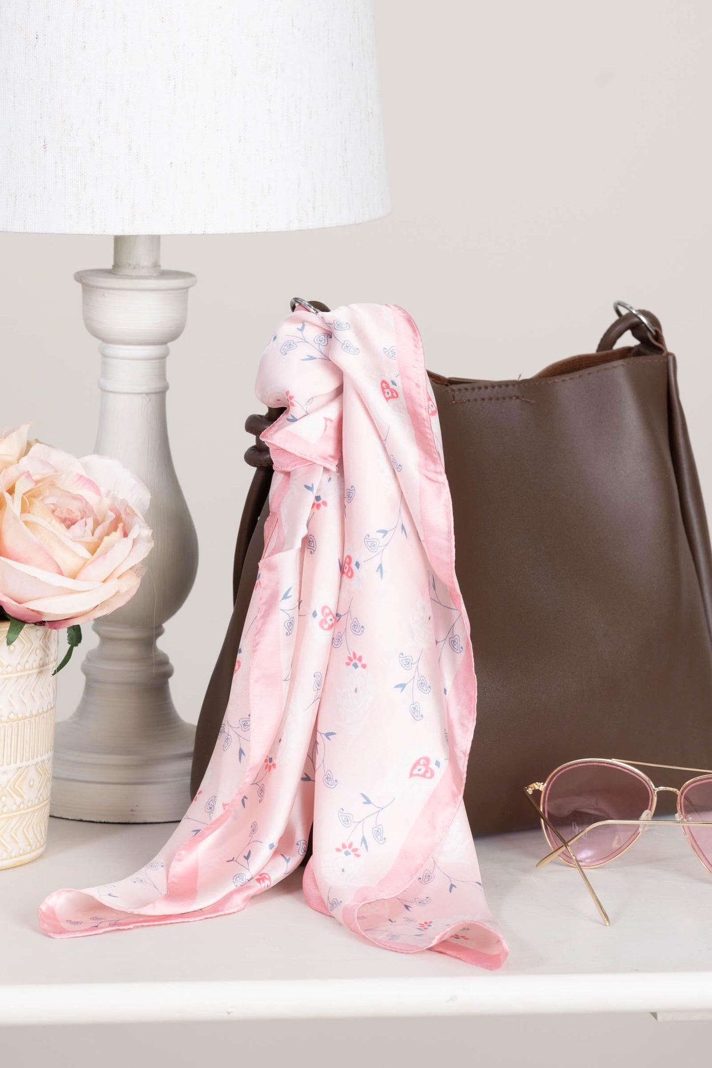 Flower Print Silky Bandana Scarves