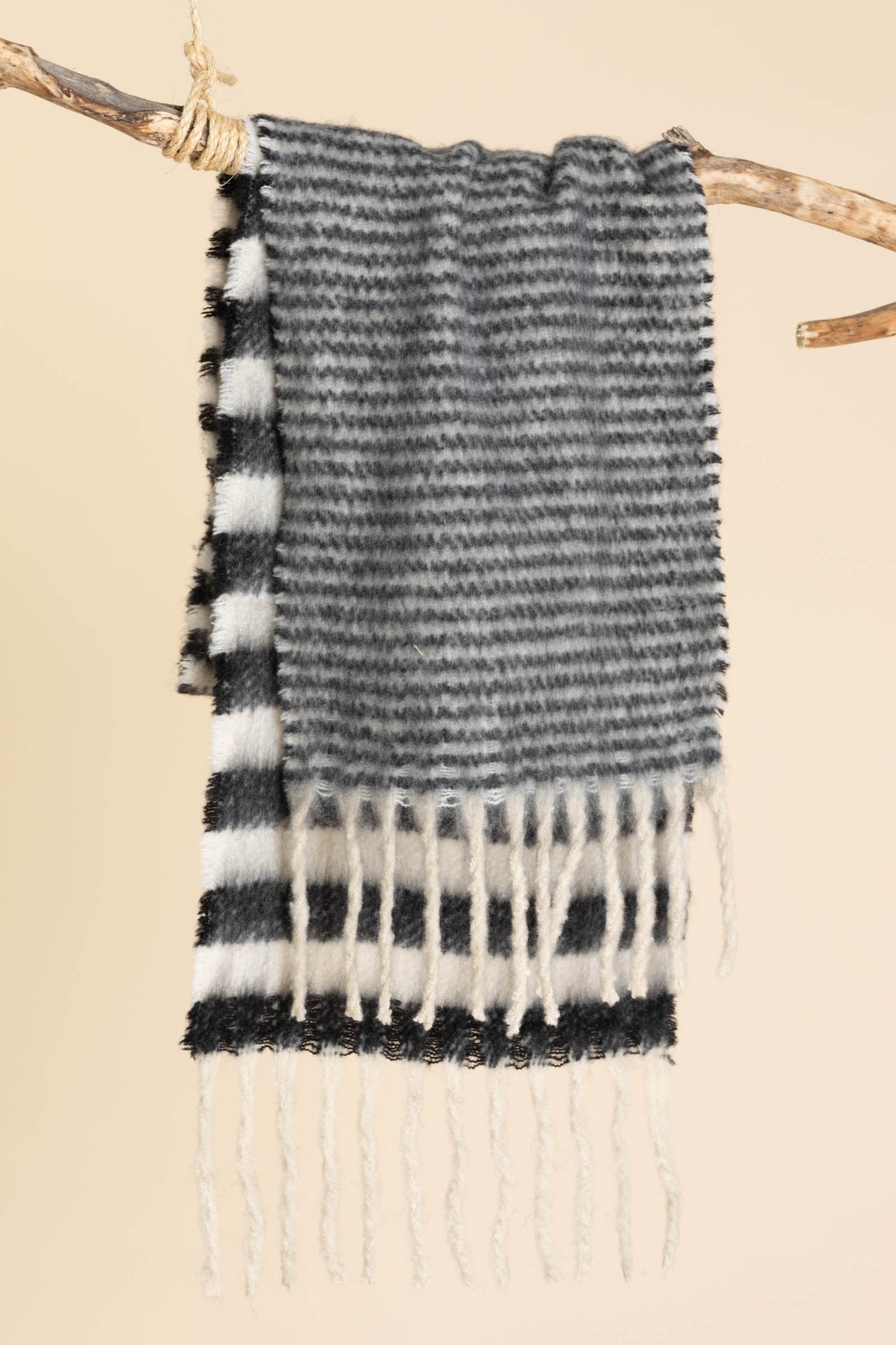 Stripe Cozy Scarfs With Fringe
