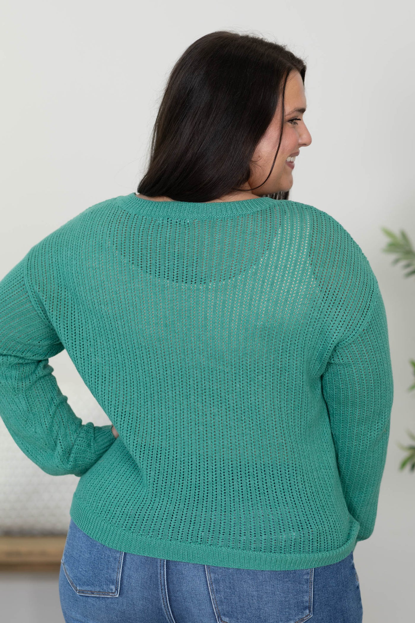 Staccato Solid Pointelle Sweater Knit Top
