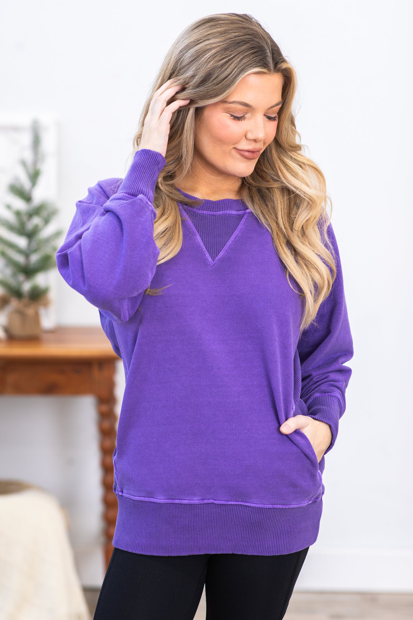 Purple Pigment Dyed Sweatshirt