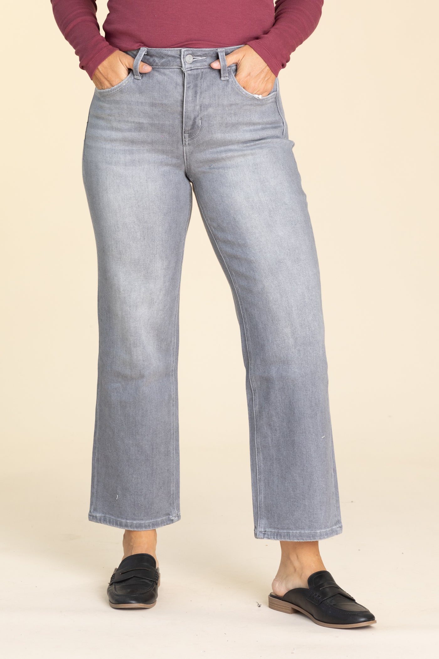 Vervet Graphite High Rise Ankle Slim Wide Jean