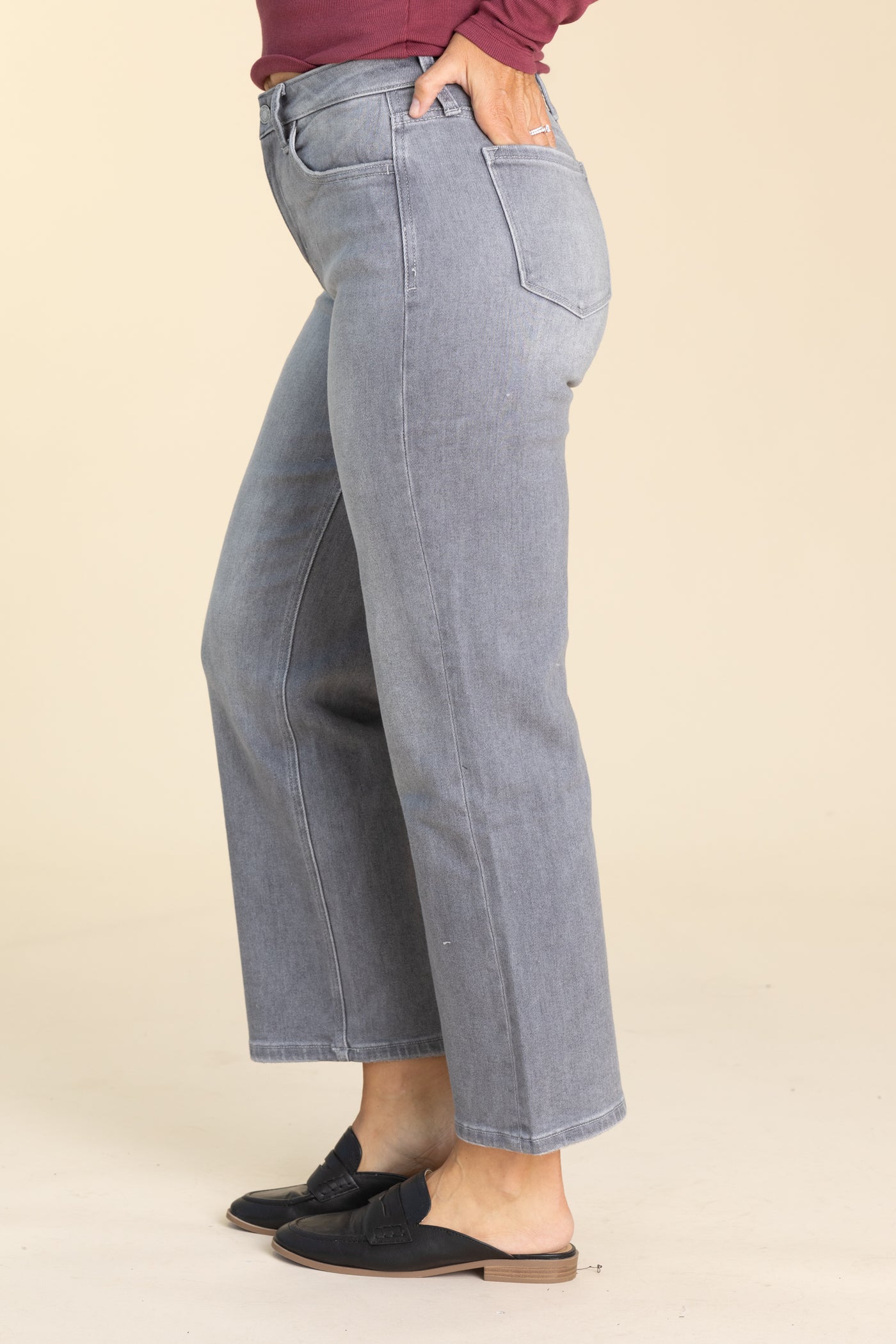 Vervet Graphite High Rise Ankle Slim Wide Jean