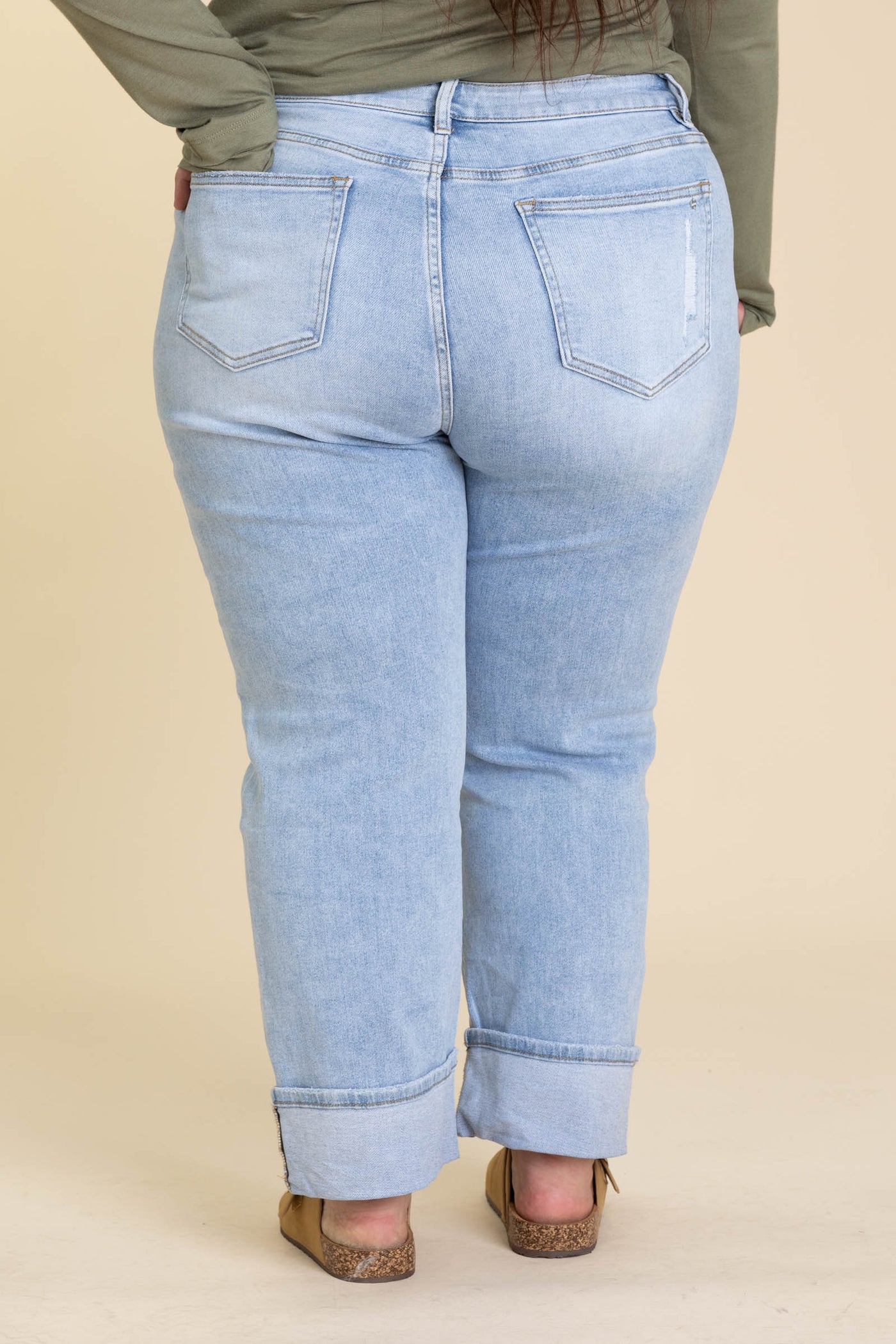 Mica Denim Light Wash Mid Rise Cuffed Jean