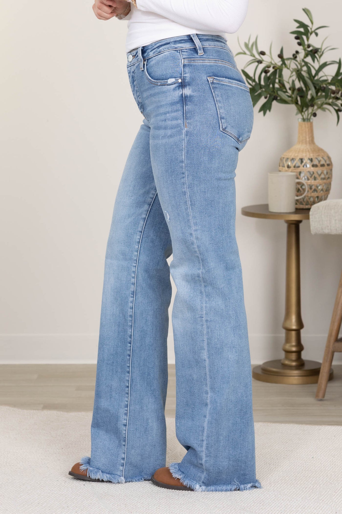 Risen Tummy Control High Rise Long Straight Jeans