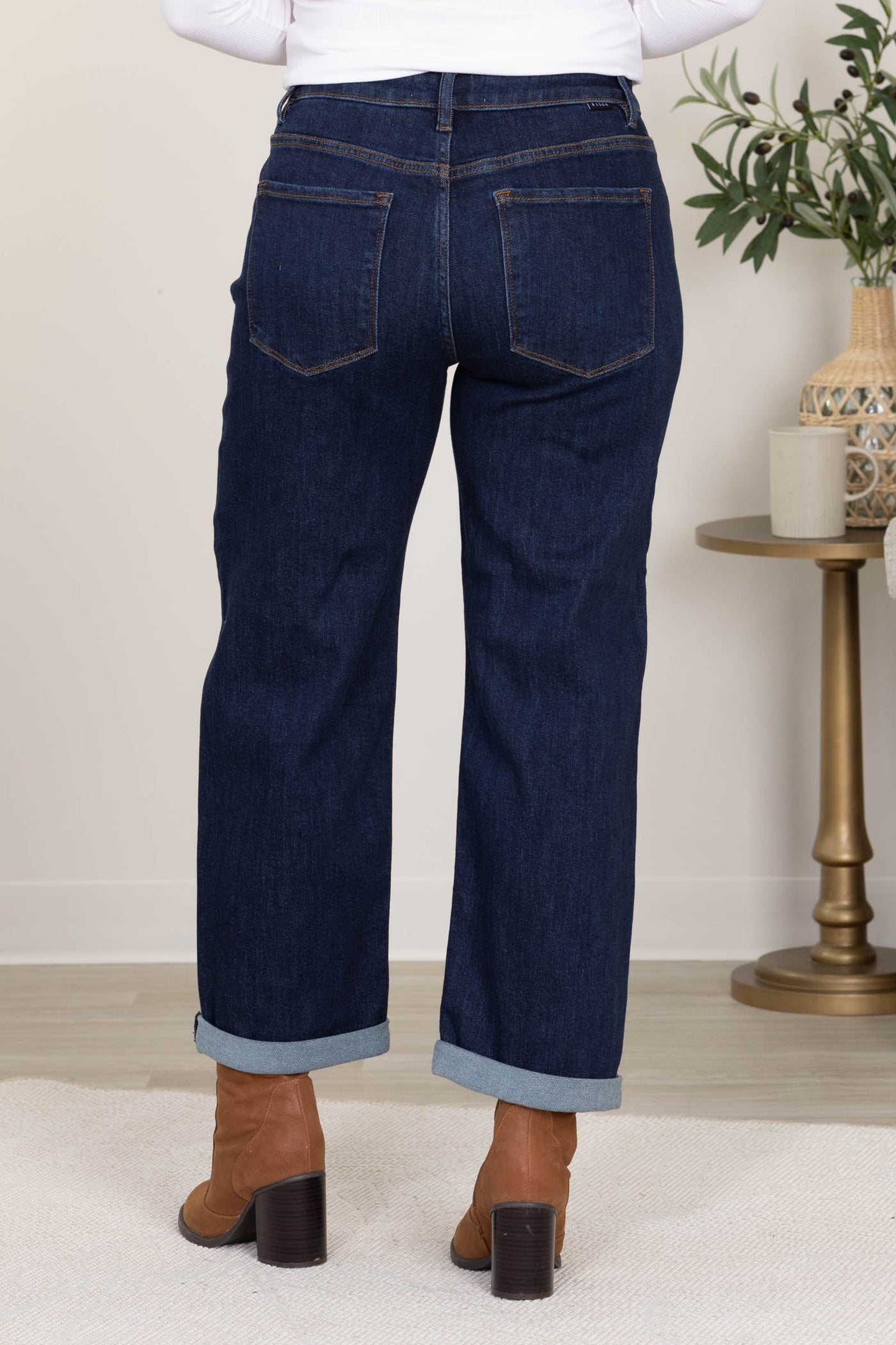 Risen Slouchy Cropped Boyfriend Cuffed Hem Jean