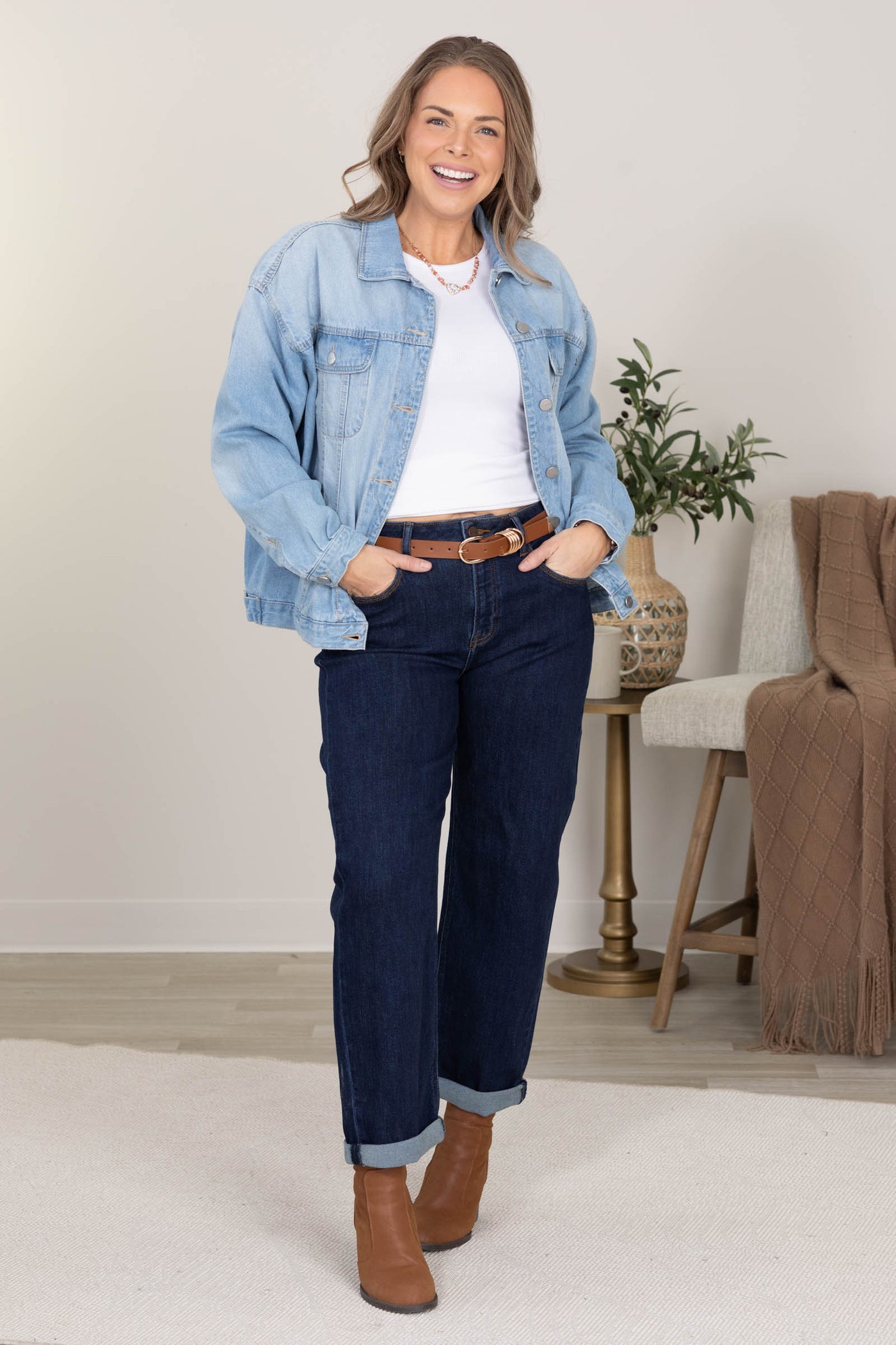 Risen Light Wash Oversized Denim Jacket