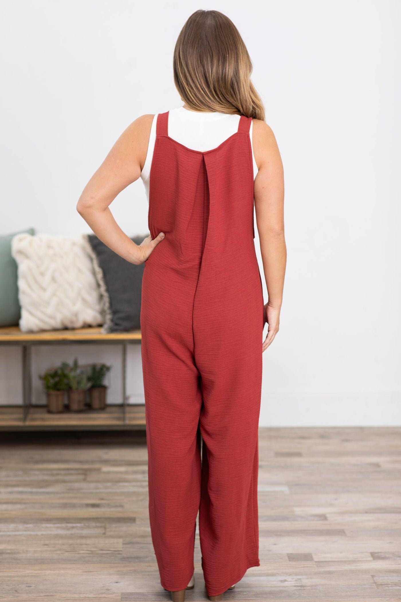 Rust Wide Leg Overalls - Filly Flair