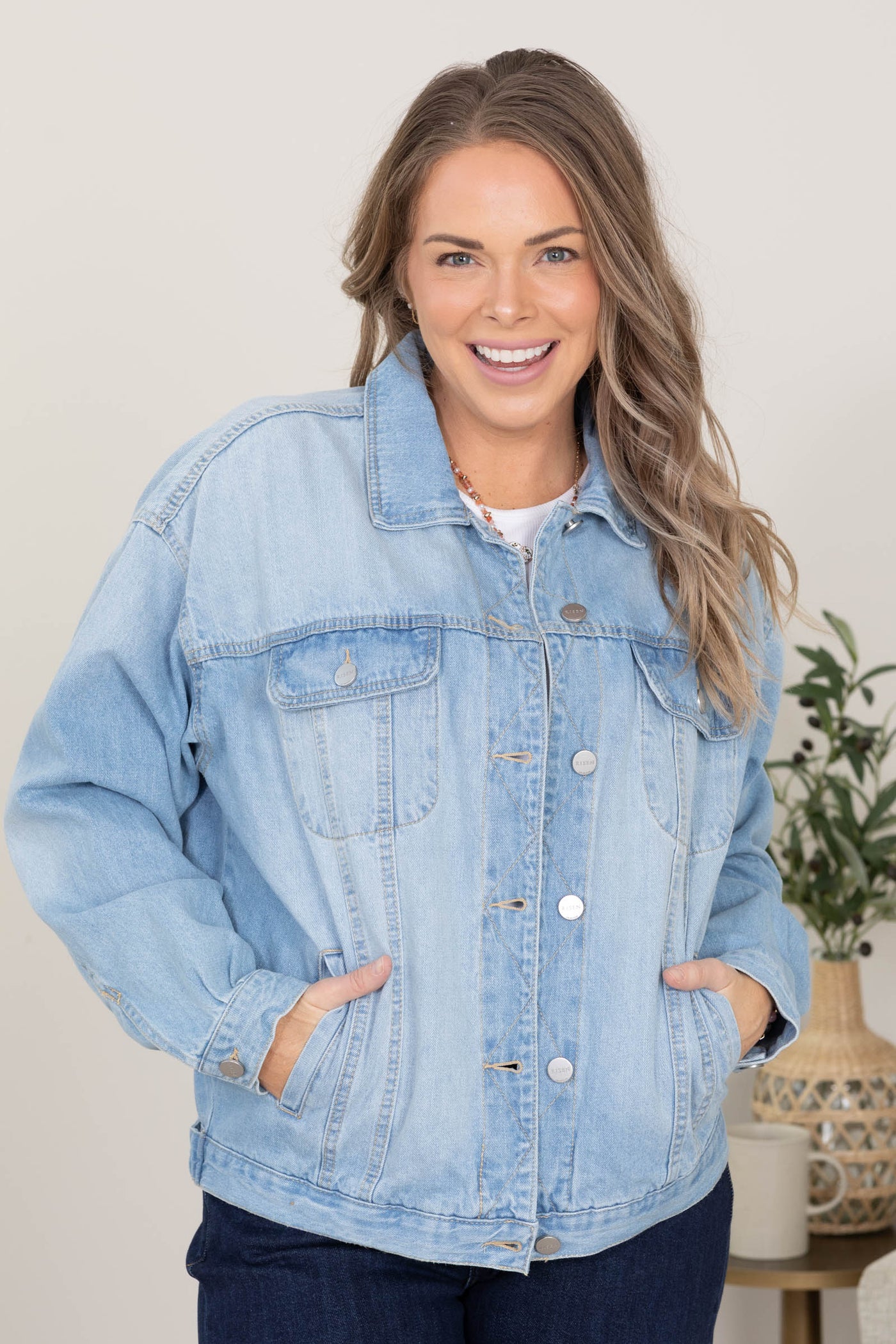 Risen Light Wash Oversized Denim Jacket