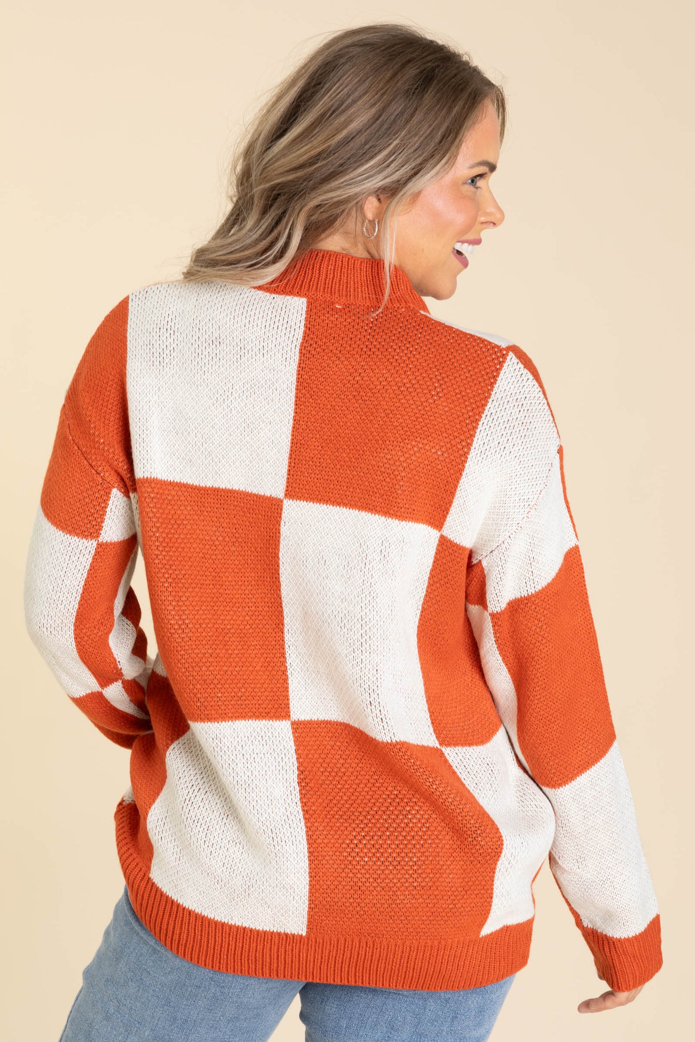 Dark Orange Checker Pumpkin Sweater