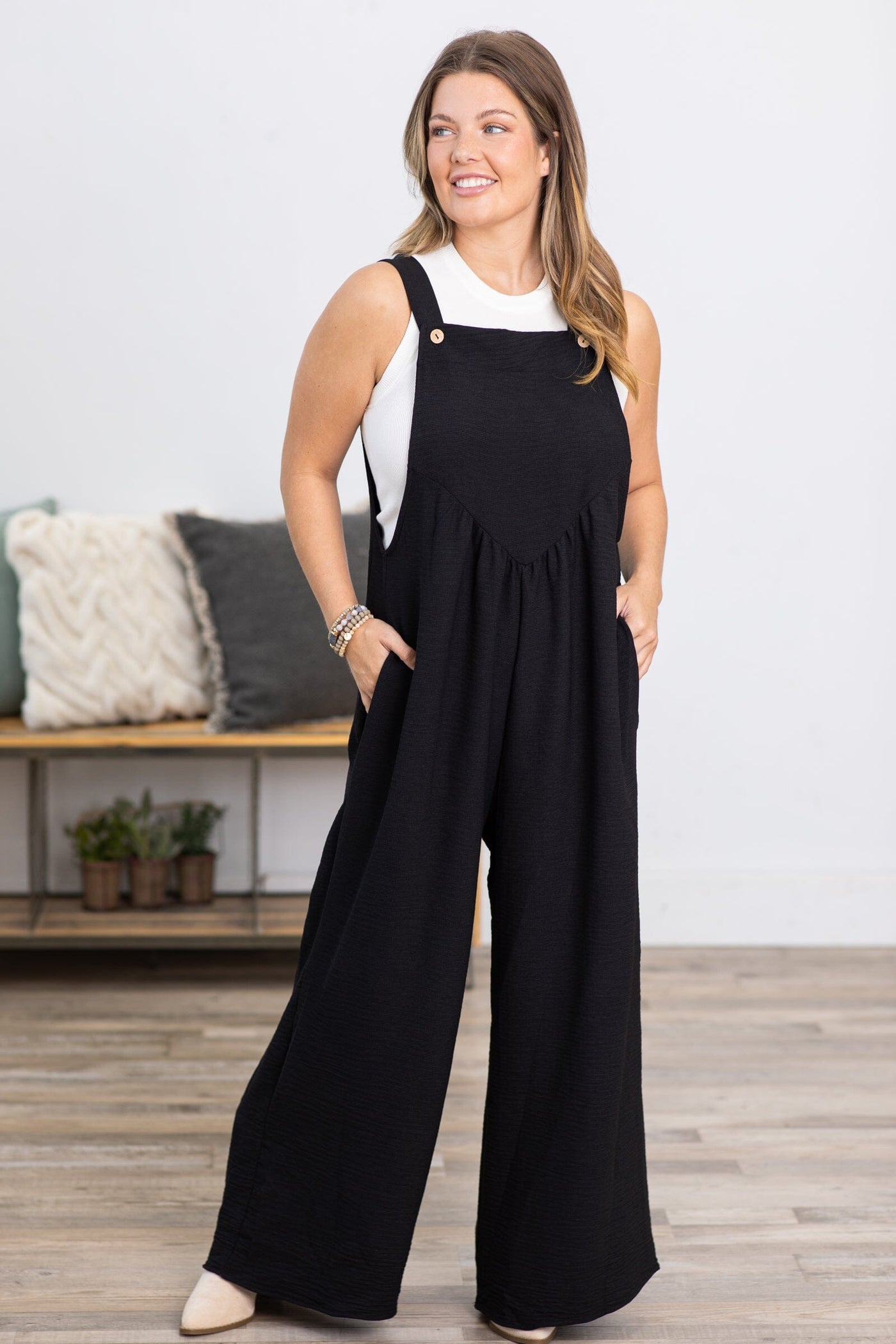 Black Wide Leg Overalls - Filly Flair