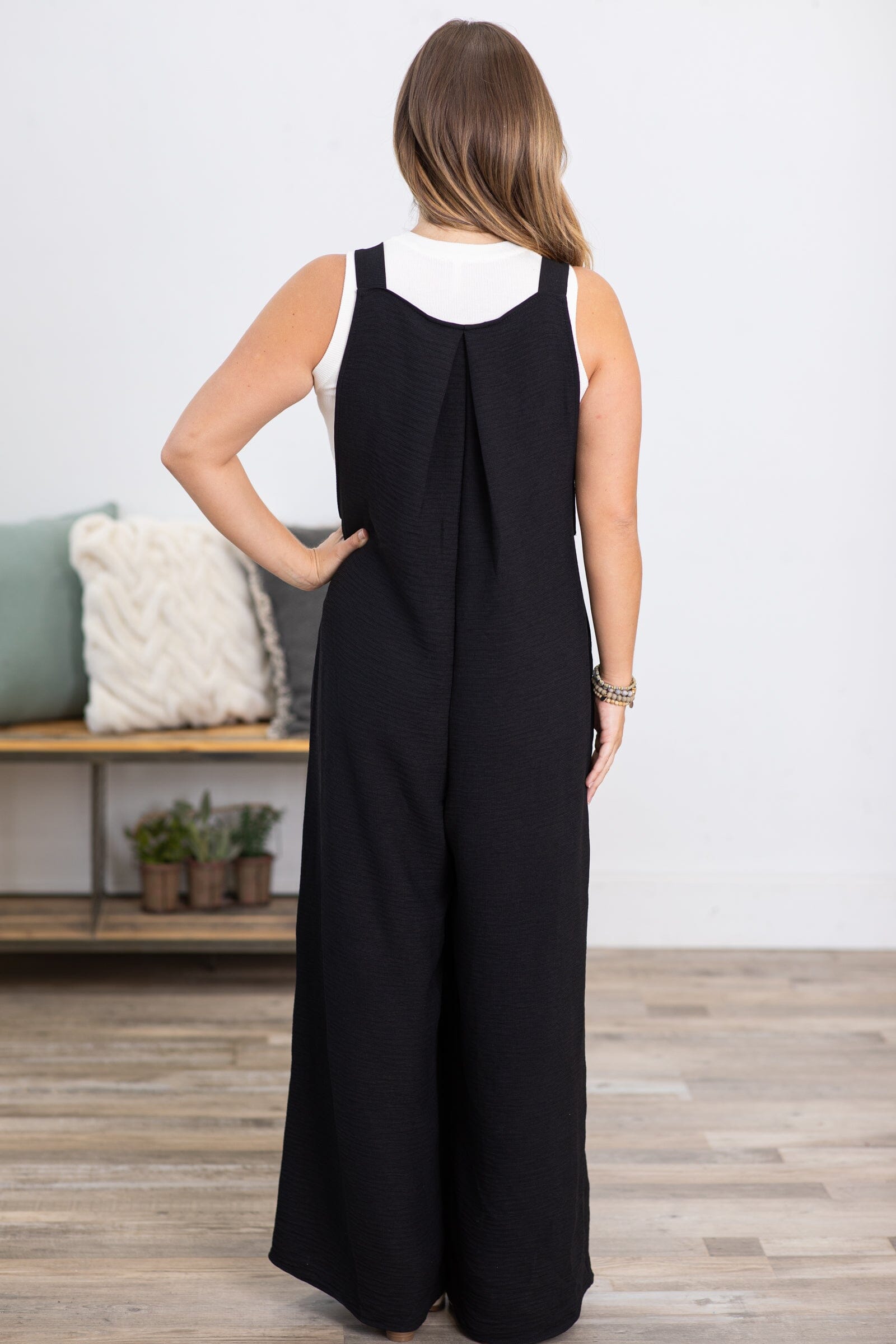 Black Wide Leg Overalls - Filly Flair