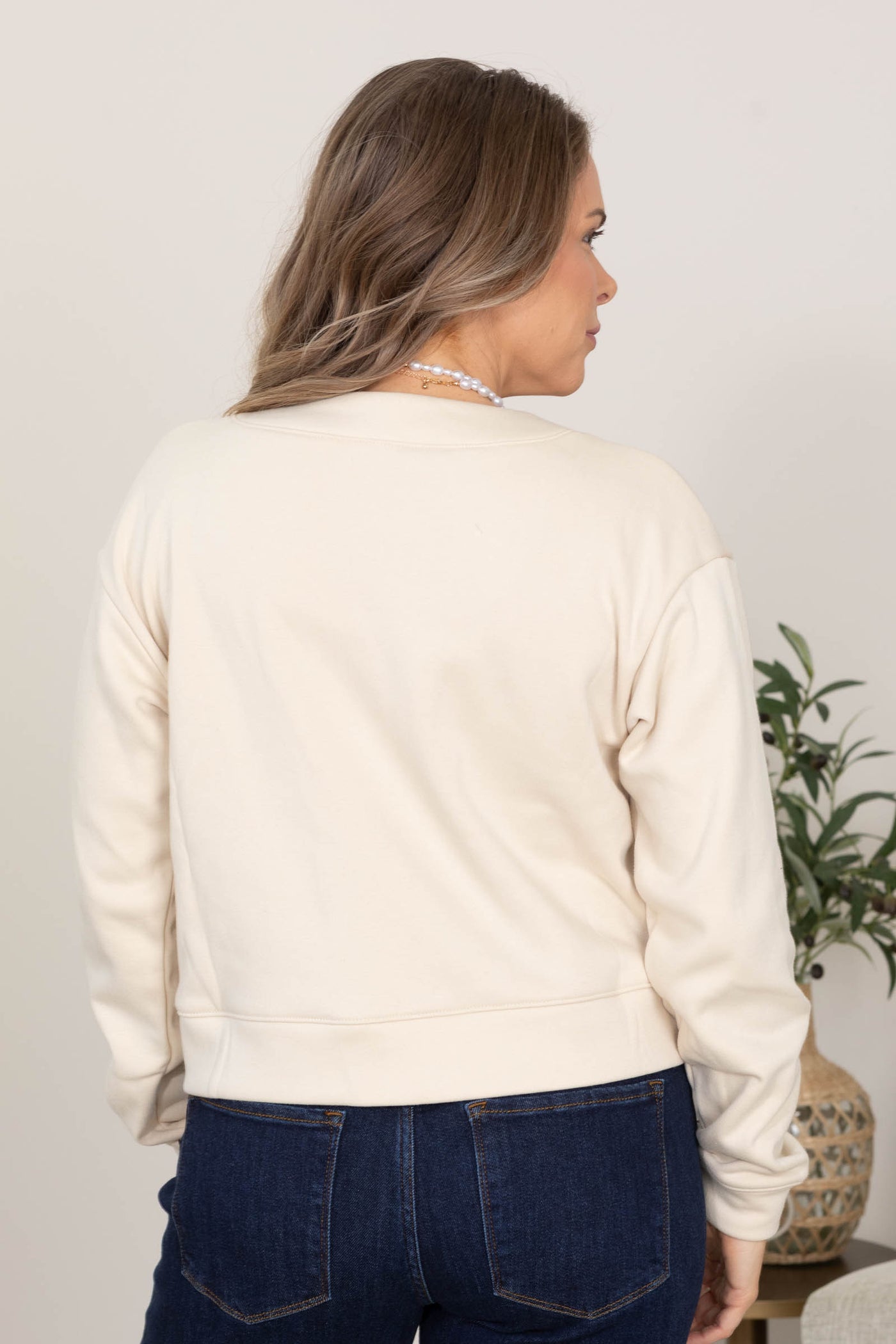 Cream Brushed Interior Button Up Cardigan