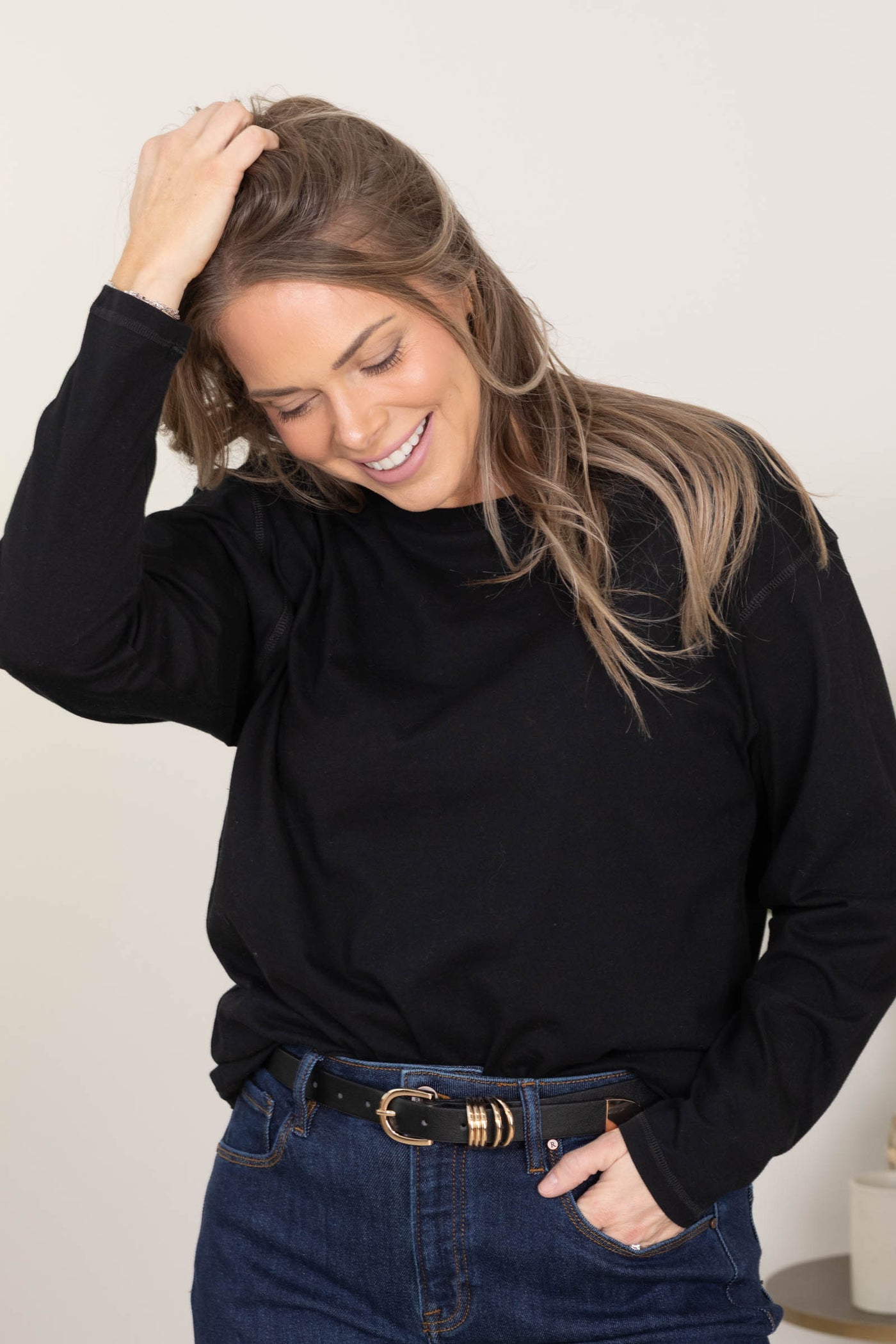 Black Organic Cotton Boyfriend Fit Knit Top