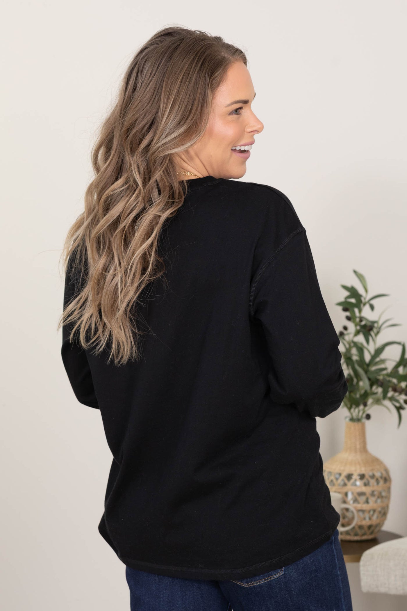 Black Organic Cotton Boyfriend Fit Knit Top