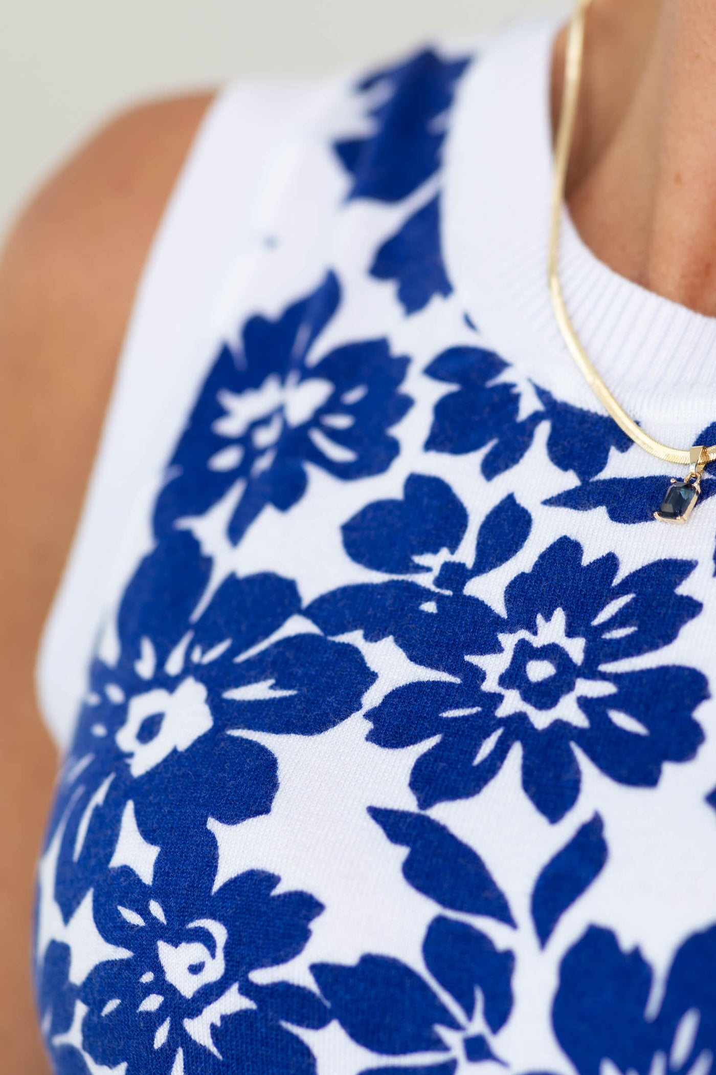 Staccato Floral Printed Sweater Tank Top