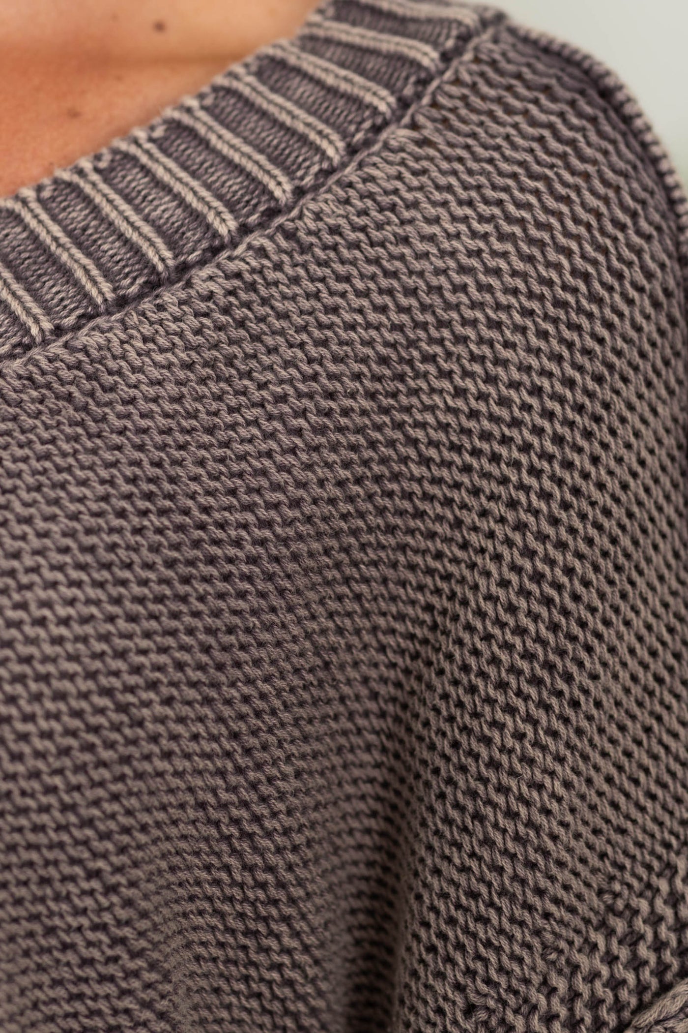 Cotierra Chocolate Vintage V-Neck Short Sleeve Sweater