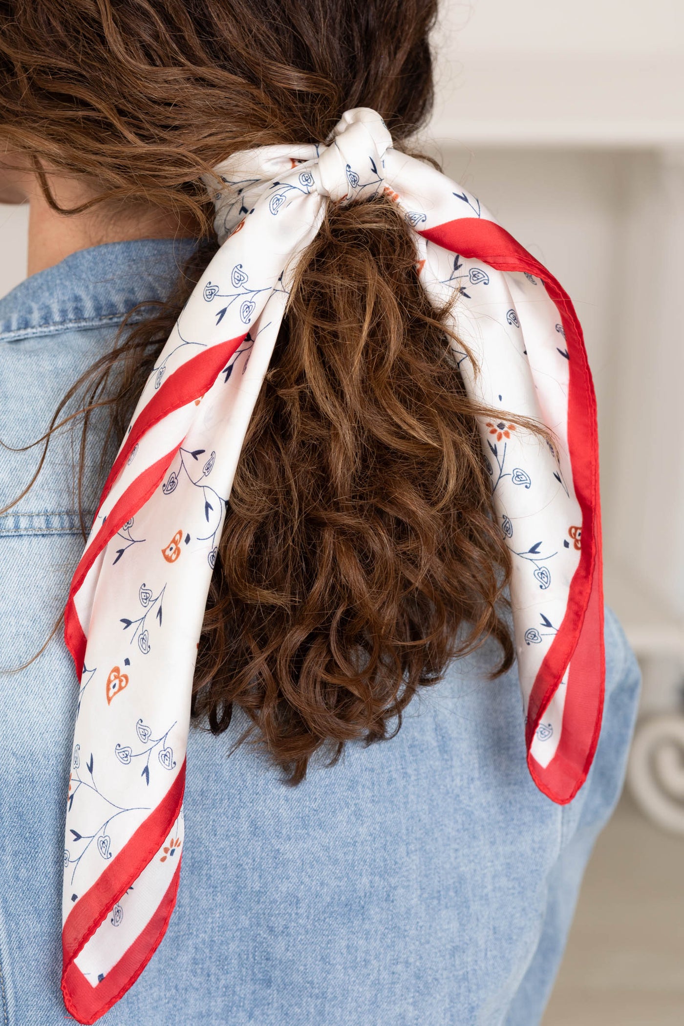 Flower Print Silky Bandana Scarves