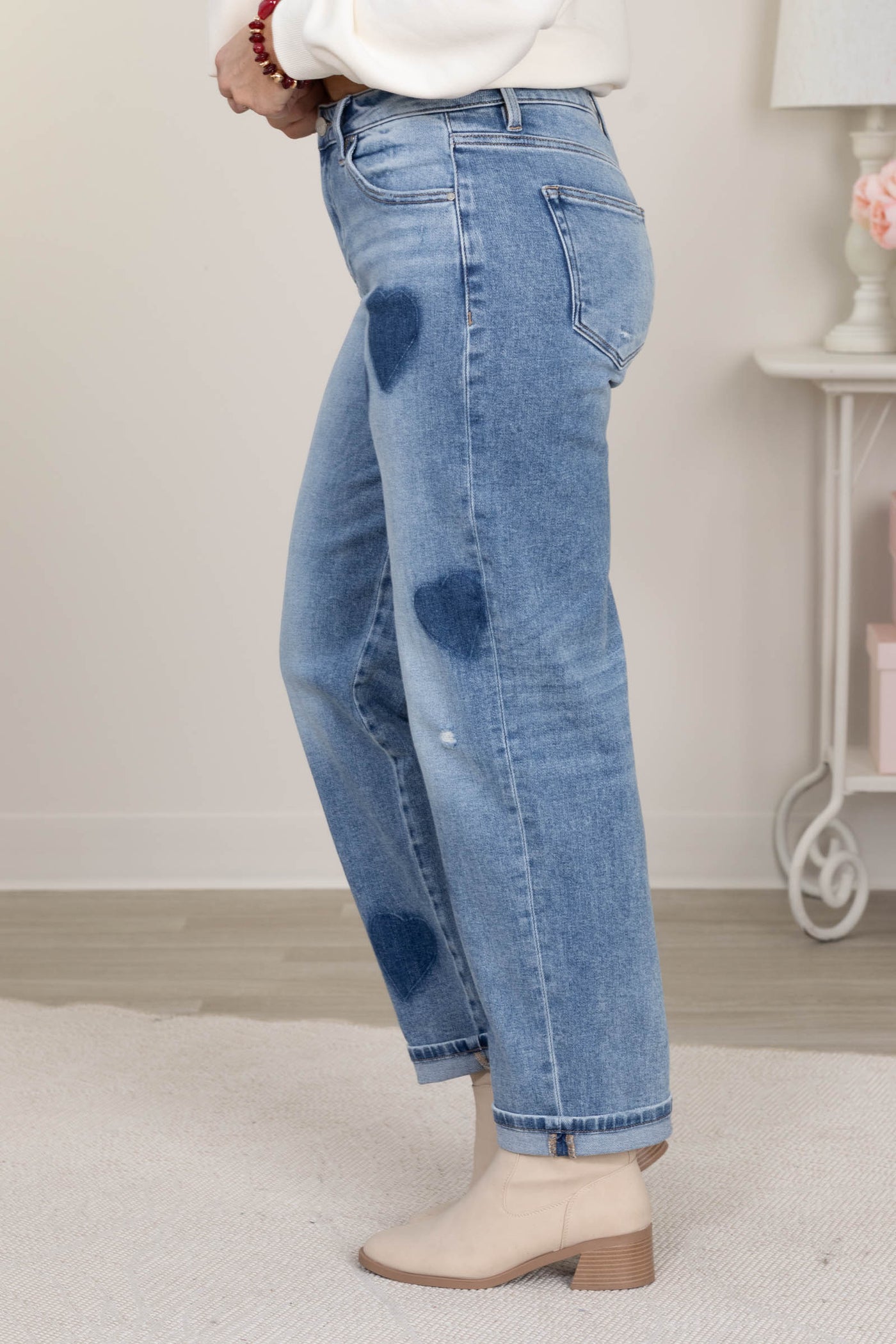 Risen Slouchy Boyfriend Shaded Hearts Jeans