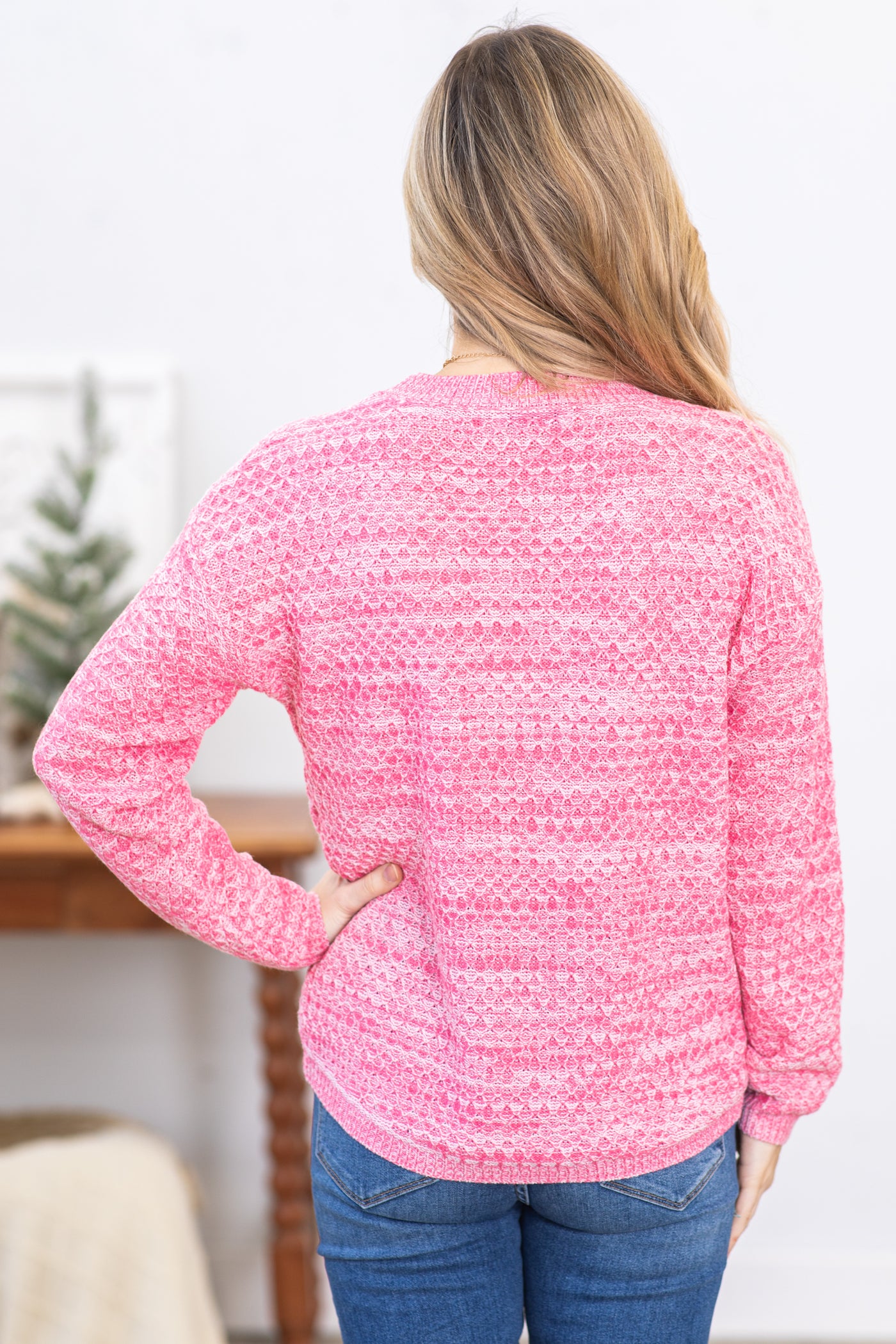 Pink Space Dyed Pullover Sweater