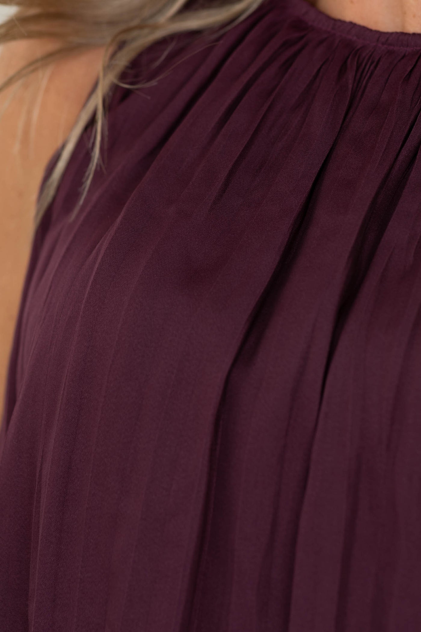 Solid Sleeveless Gathered Blouses